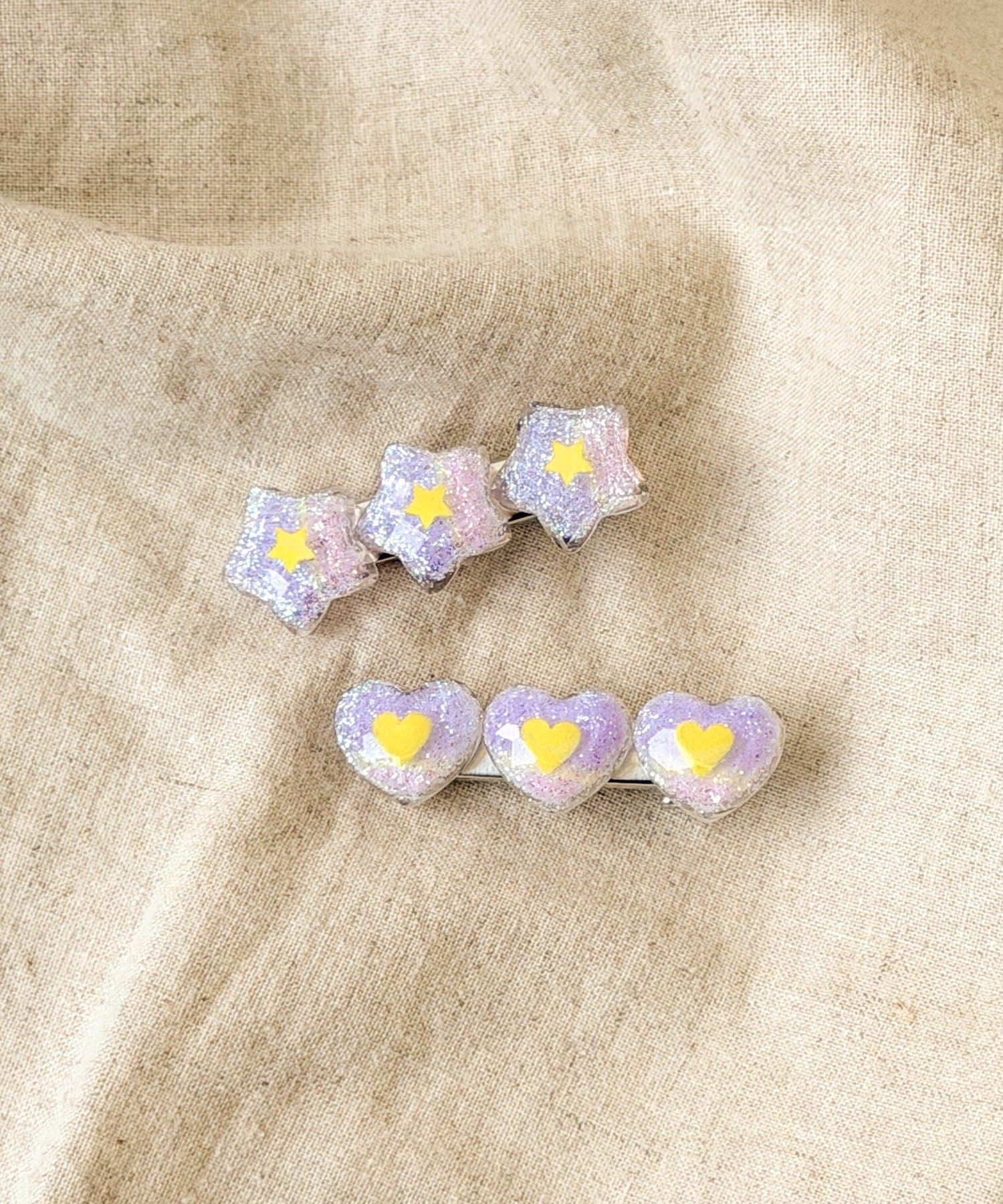 3COINS(スリーコインズ) ラメスターハートクリップ2個セット／KIDS