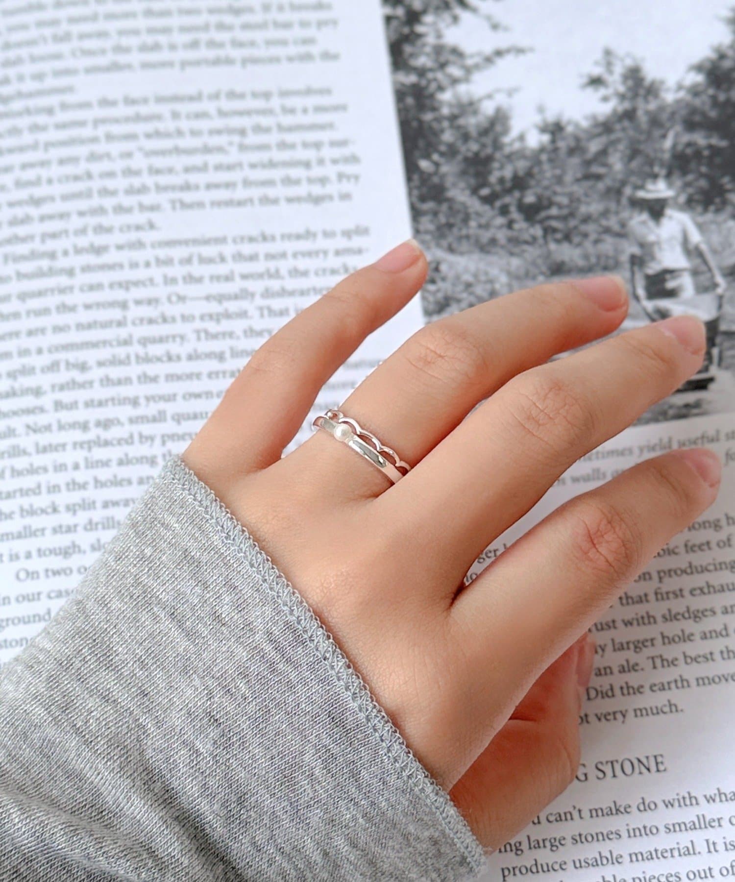 3COINS(スリーコインズ) パールデザインリング2個セット