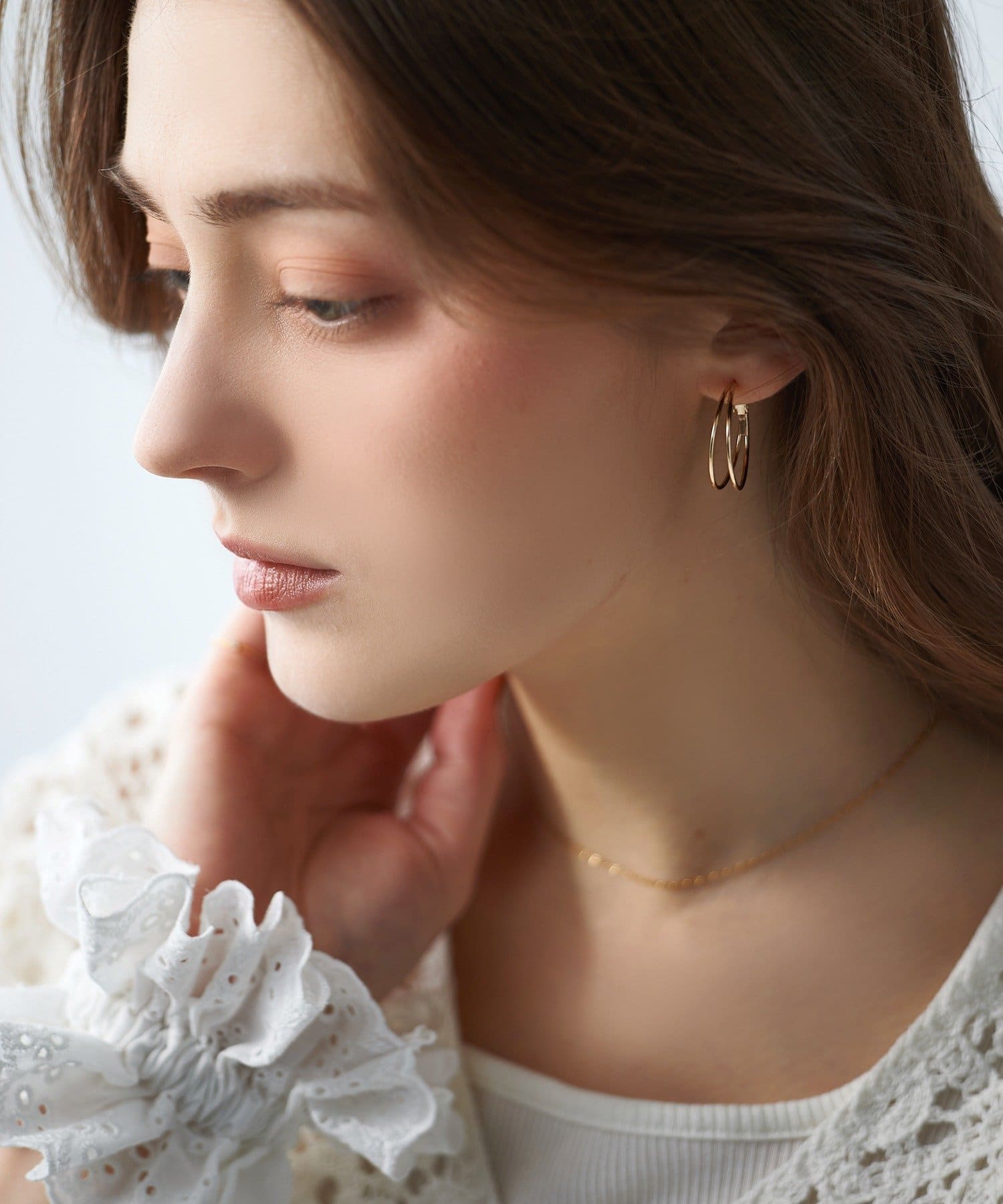 3COINS(スリーコインズ) 2連メタルフープピアス