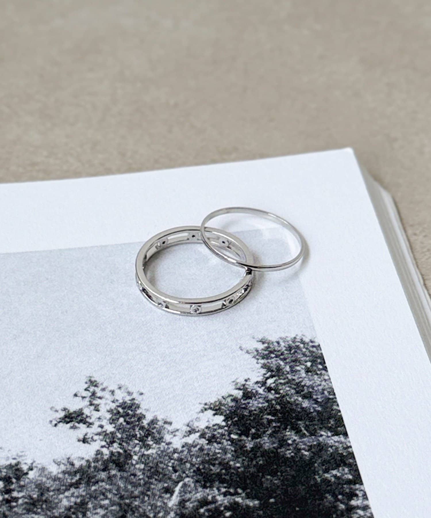 3COINS(スリーコインズ) デザインメタルリング2個セット