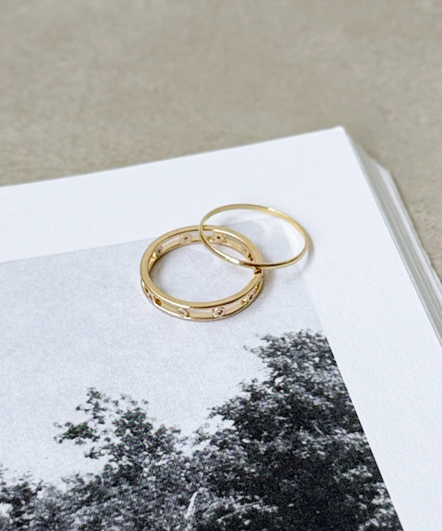 3COINS(スリーコインズ) デザインメタルリング2個セット