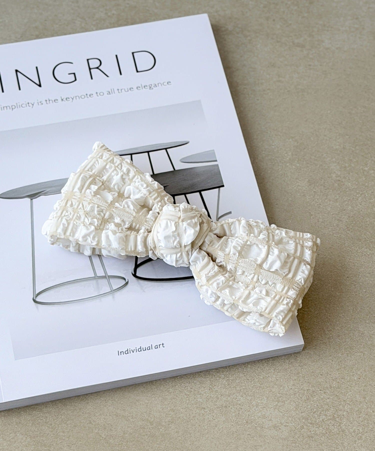 3COINS(スリーコインズ) チェックポコポコリボンバレッタ