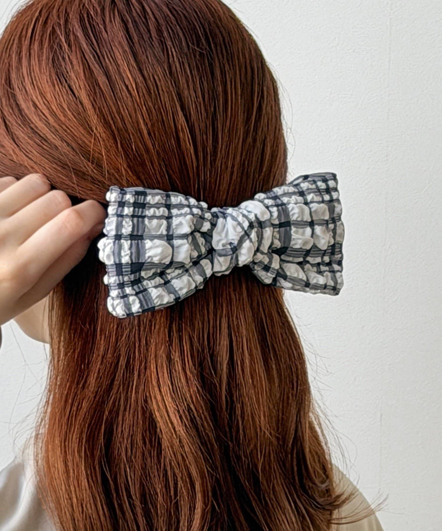 3COINS(スリーコインズ) チェックポコポコリボンバレッタ