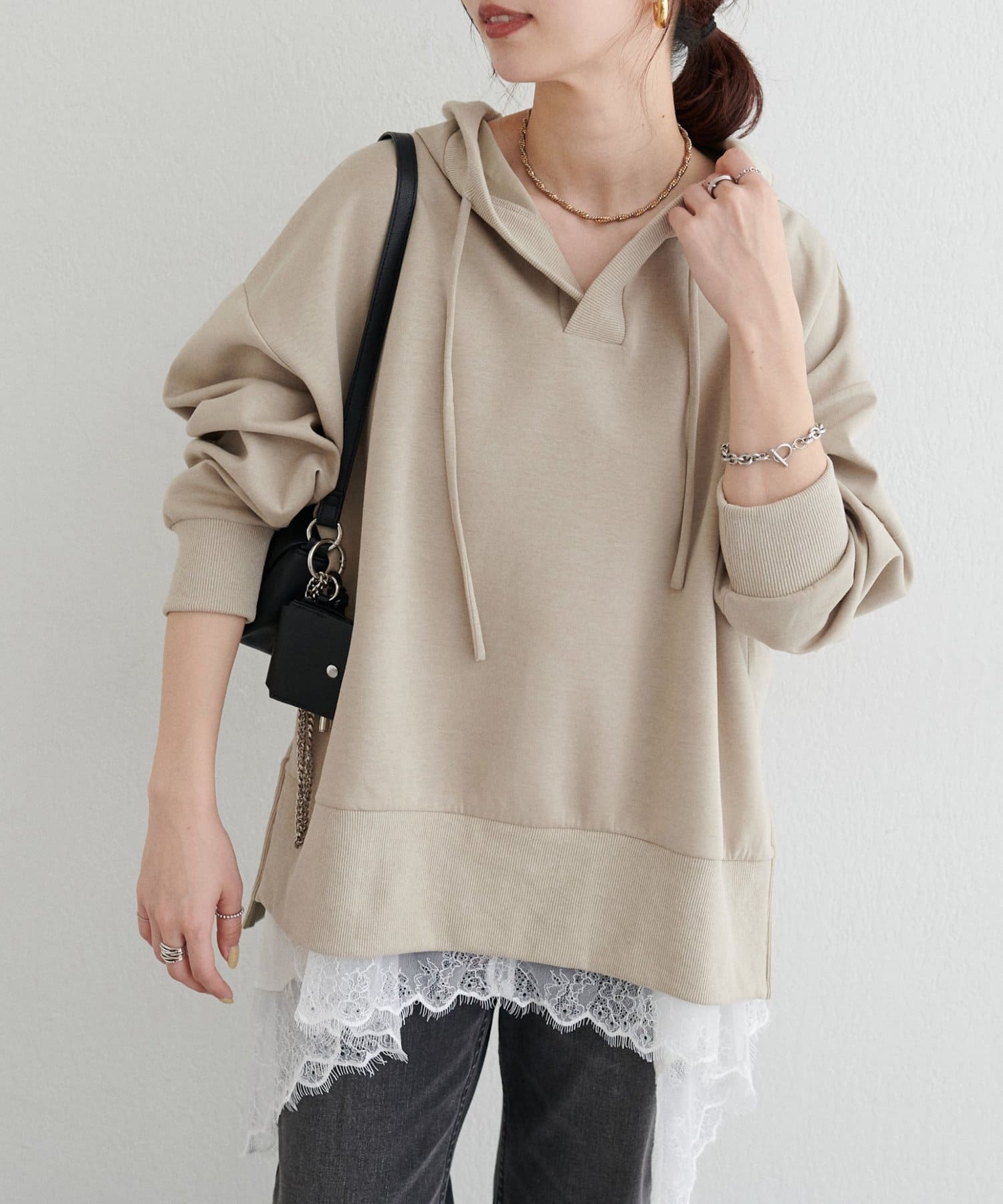 LARUTA(ラルータ) フード付スキッパーダンボールパーカー