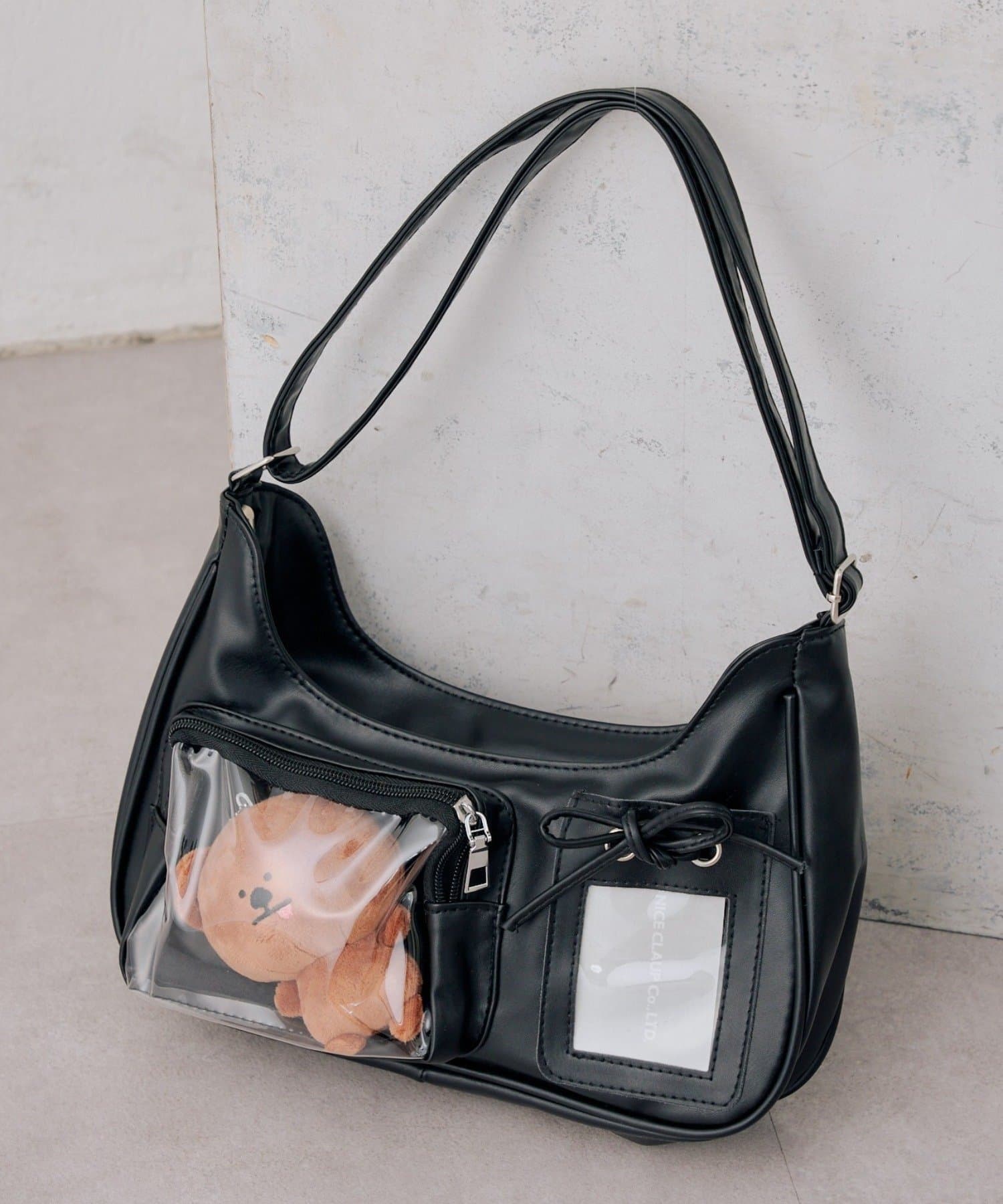 NICE CLAUP / OLIVE des OLIVE OUTLET(ナイスクラップ  / オリーブ デ オリーブ アウトレット) 【RMAF】【魅せるポケットで推しをアピール】クリアポケットリボンバッグ