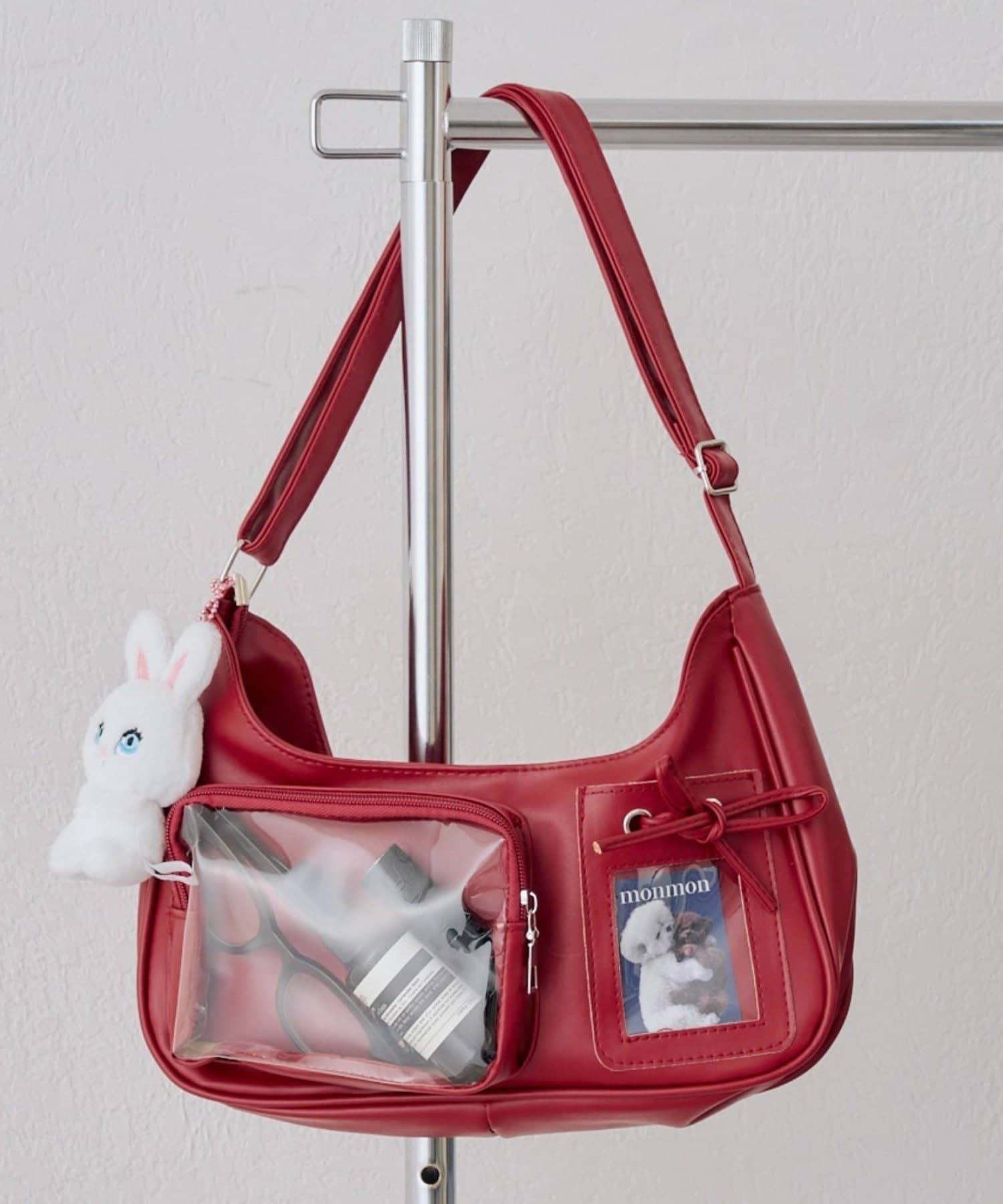 NICE CLAUP / OLIVE des OLIVE OUTLET(ナイスクラップ  / オリーブ デ オリーブ アウトレット) 【RMAF】【魅せるポケットで推しをアピール】クリアポケットリボンバッグ