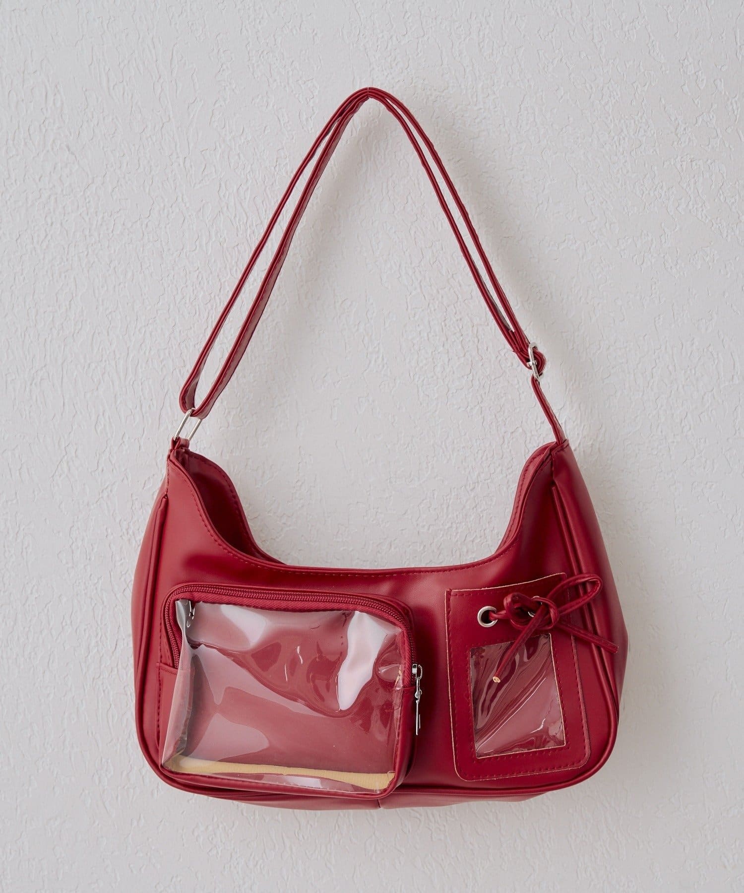 NICE CLAUP / OLIVE des OLIVE OUTLET(ナイスクラップ  / オリーブ デ オリーブ アウトレット) 【RMAF】【魅せるポケットで推しをアピール】クリアポケットリボンバッグ