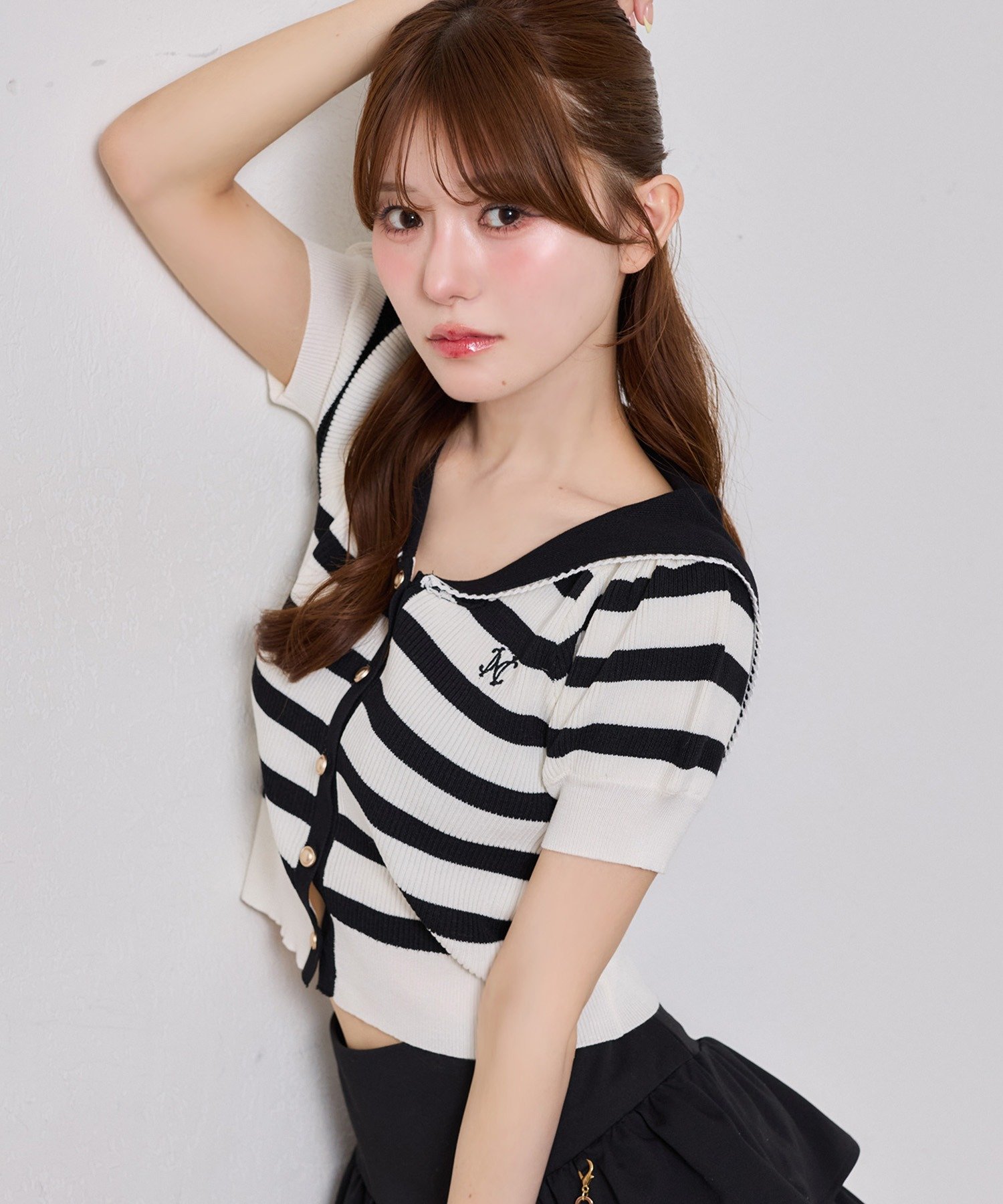 one after another NICE CLAUP(ワンアフターアナザー ナイスクラップ) セーラー半袖ニット