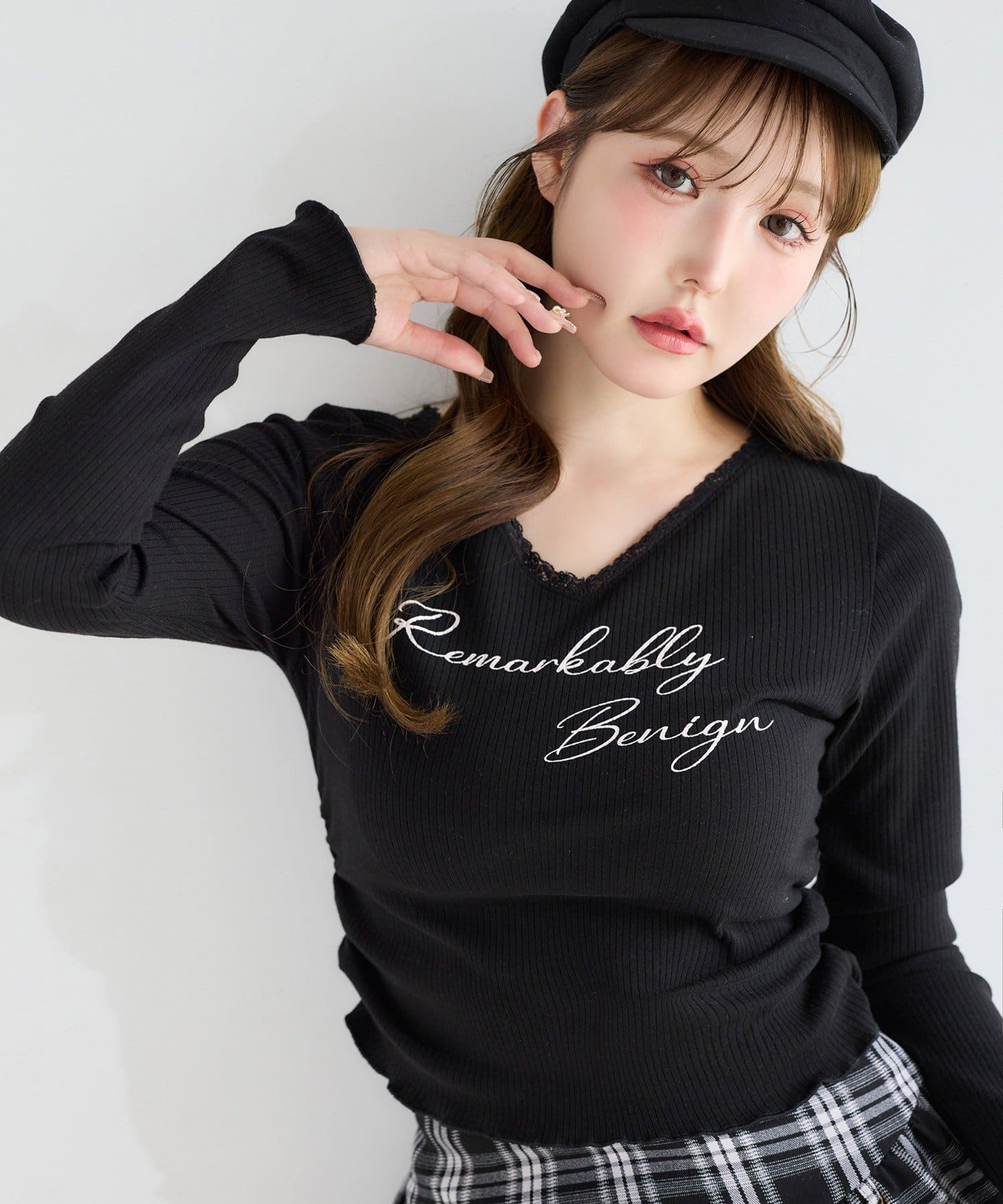 one after another NICE CLAUP(ワンアフターアナザー ナイスクラップ) ロゴテレコトップス