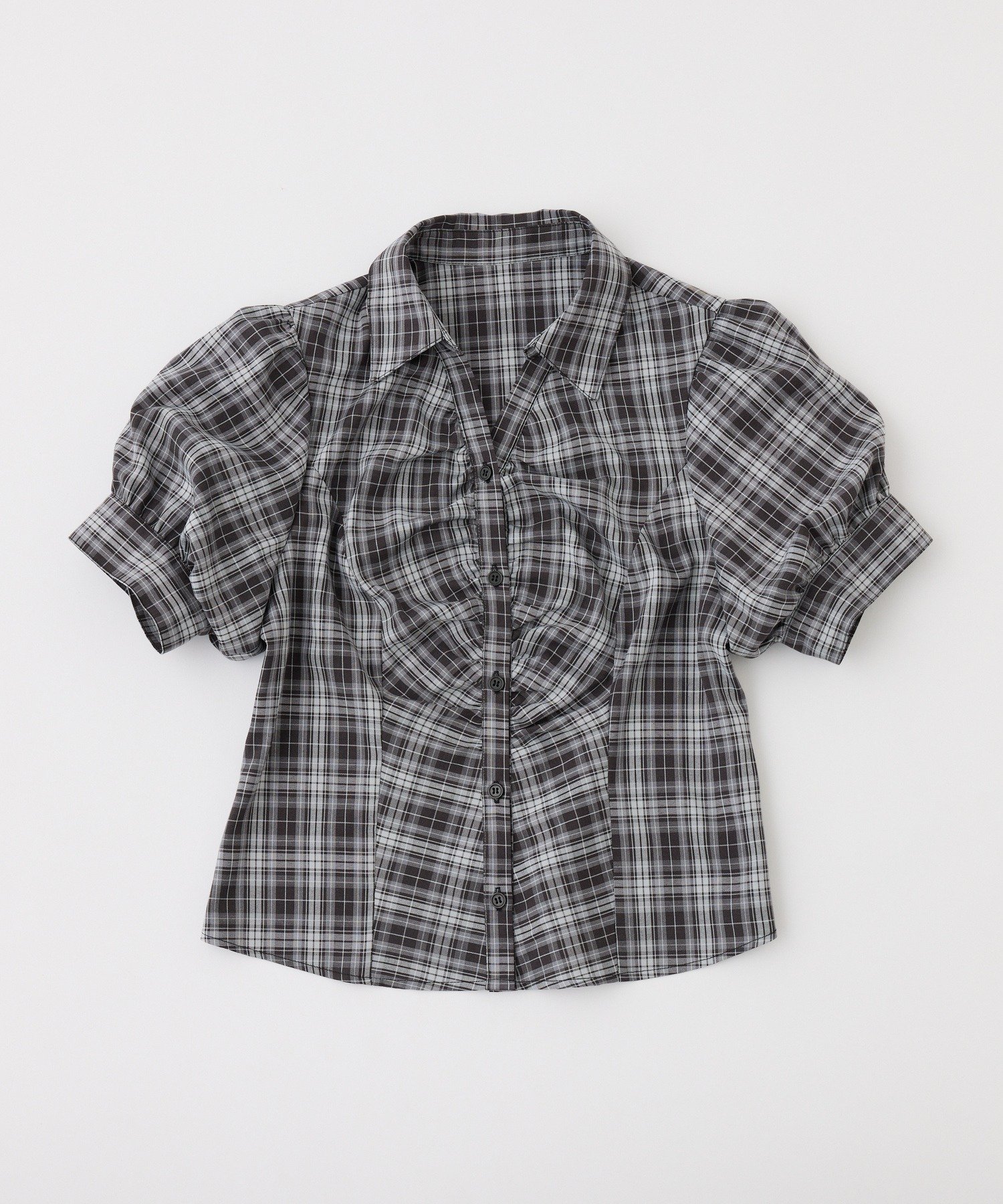 one after another NICE CLAUP(ワンアフターアナザー ナイスクラップ) 半袖フロントギャザーボウタイブラウス