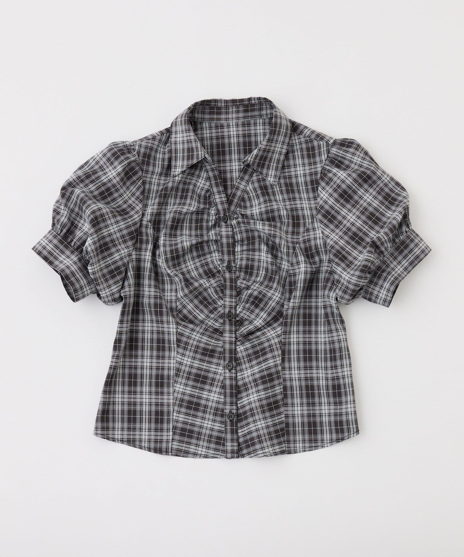 one after another NICE CLAUP(ワンアフターアナザー ナイスクラップ) 半袖フロントギャザーボウタイブラウス