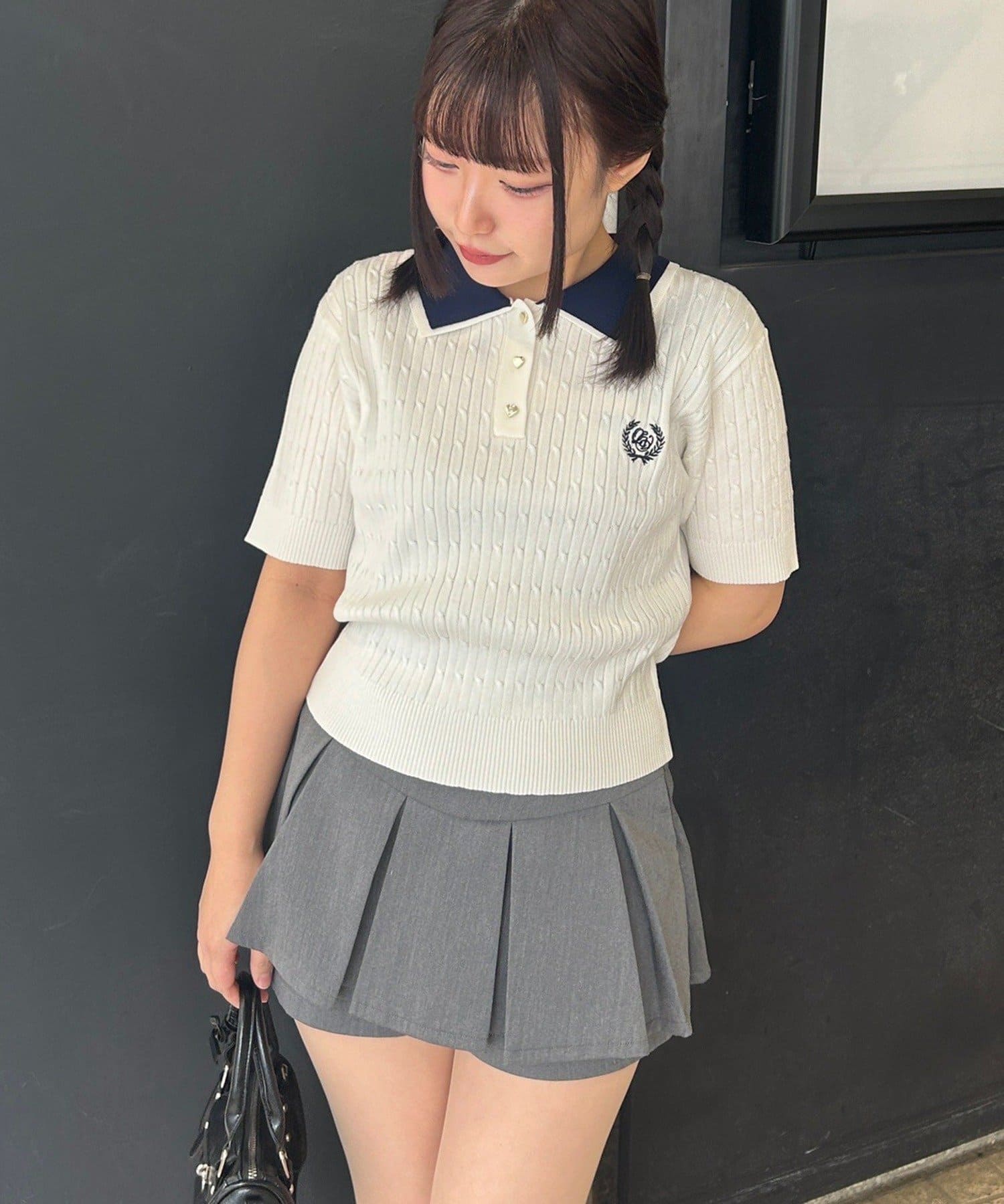 NICE CLAUP / OLIVE des OLIVE OUTLET(ナイスクラップ  / オリーブ デ オリーブ アウトレット) 【ANOTHER BRANCH】2枚衿ケーブルポロ