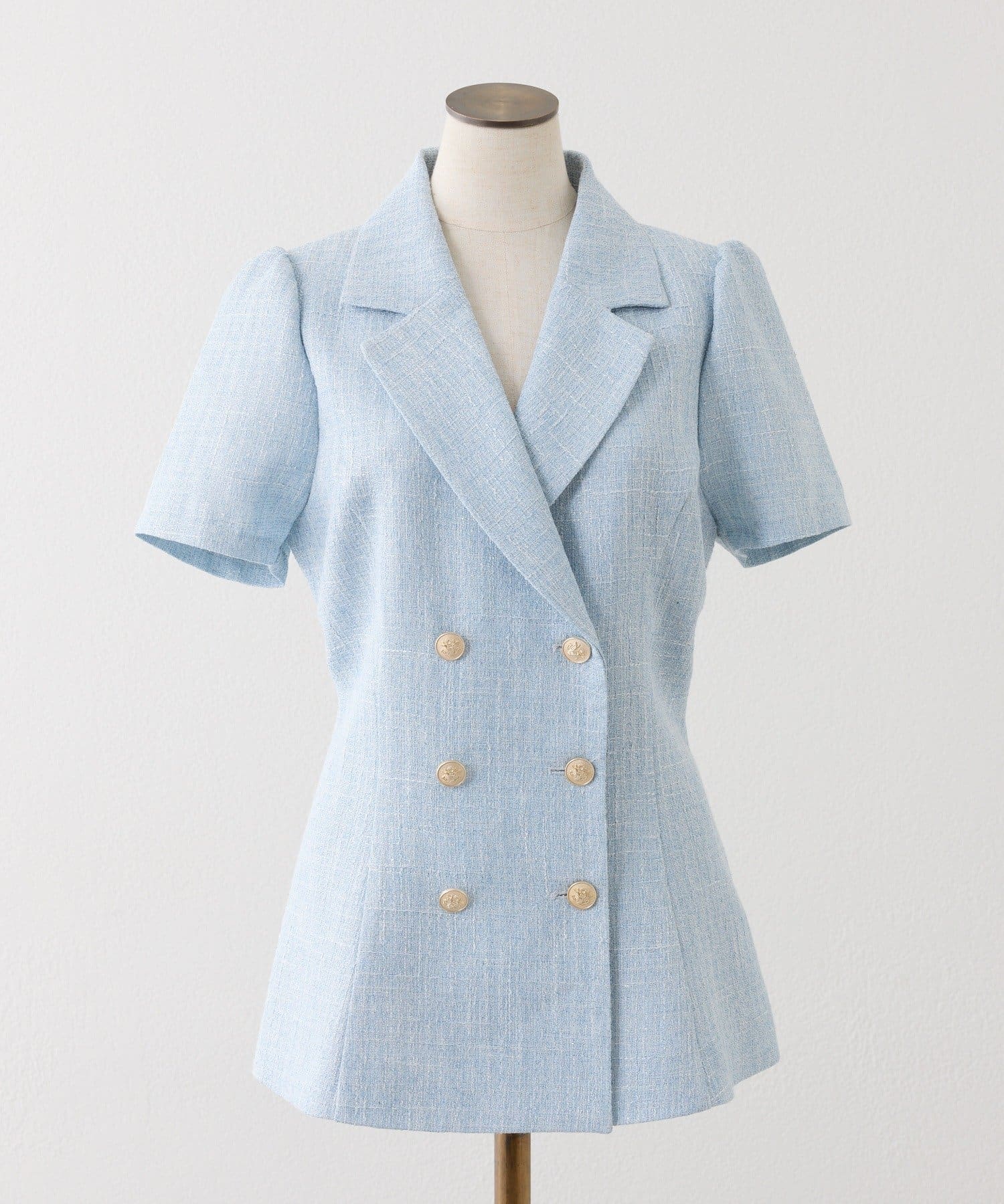 one after another NICE CLAUP(ワンアフターアナザー ナイスクラップ) 【セットアップ可能】【SMサイズ展開あり】レースアップ半袖ペプラムジャケット