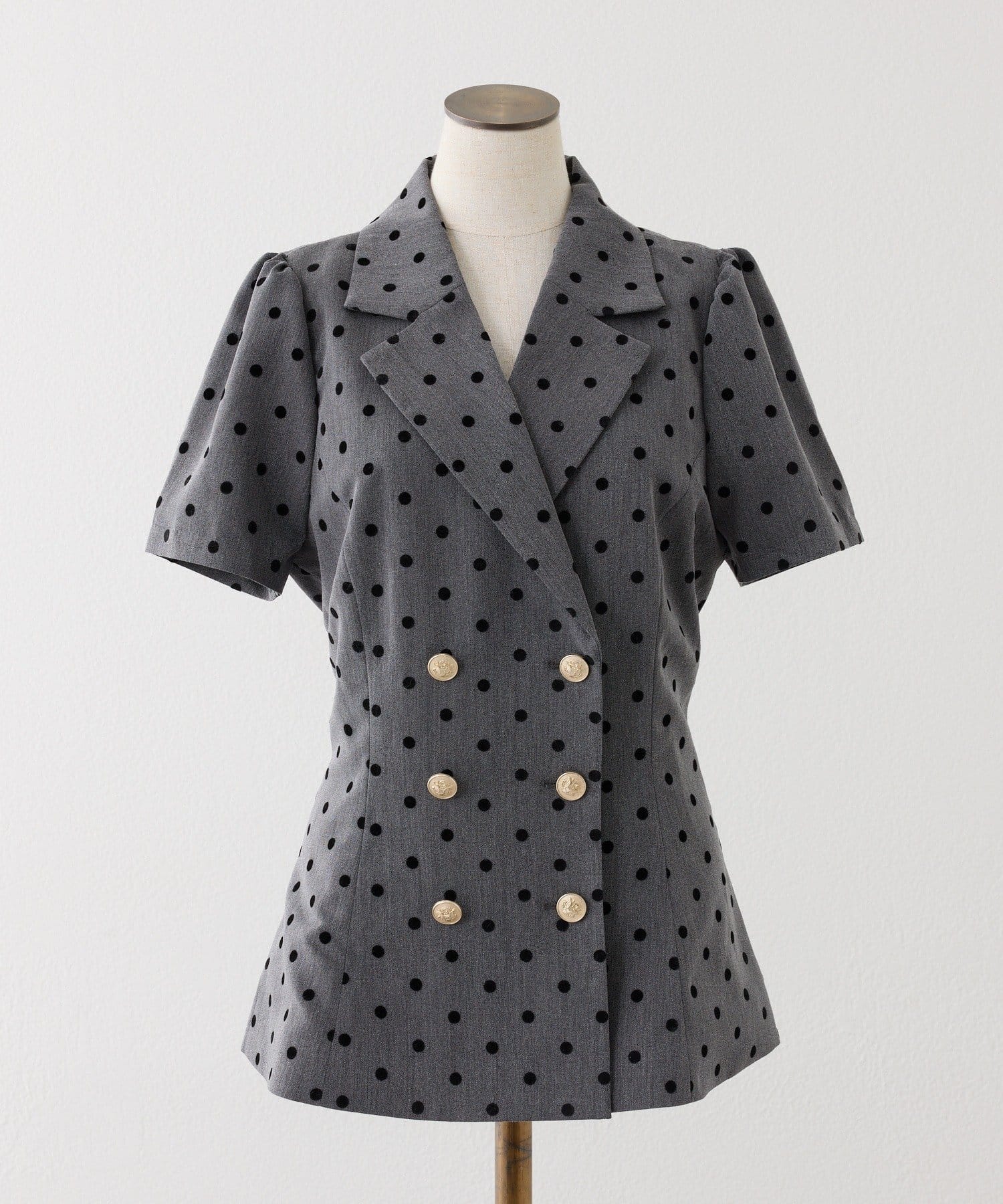 one after another NICE CLAUP(ワンアフターアナザー ナイスクラップ) 【セットアップ可能】【SMサイズ展開あり】レースアップ半袖ペプラムジャケット