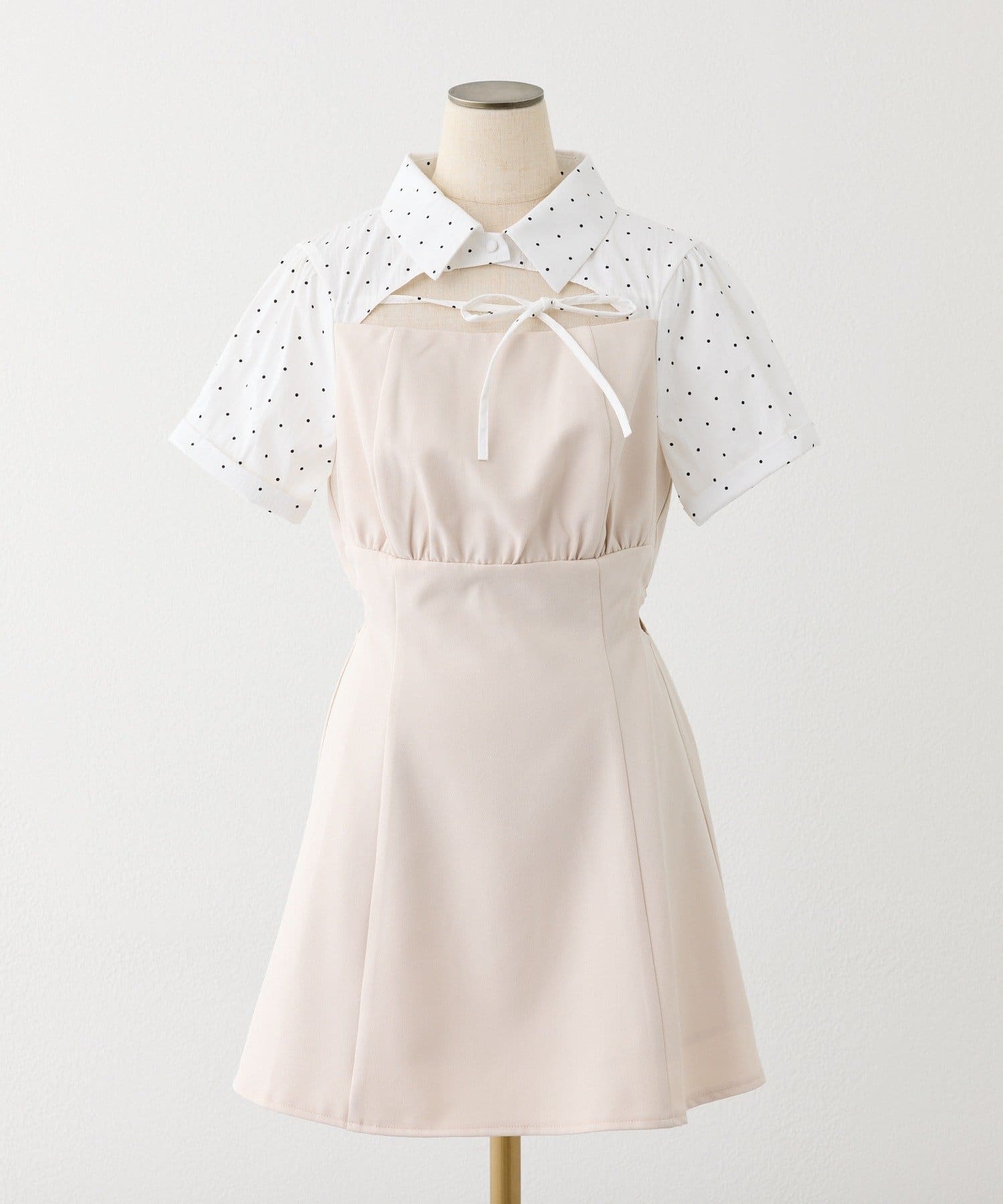 one after another NICE CLAUP(ワンアフターアナザー ナイスクラップ) サイドカット異素材ミニワンピース