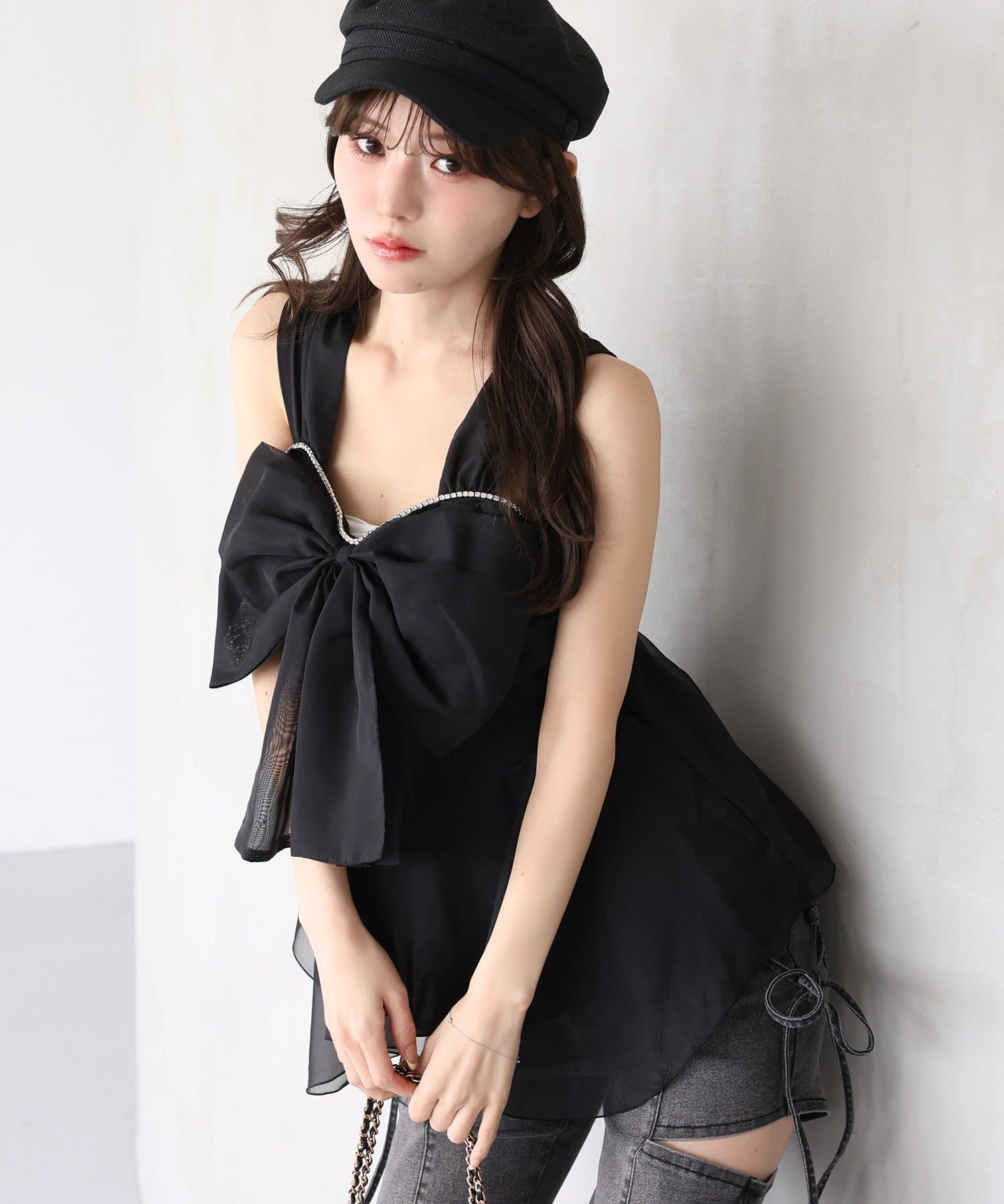 one after another NICE CLAUP(ワンアフターアナザー ナイスクラップ) フロントリボンチュニック