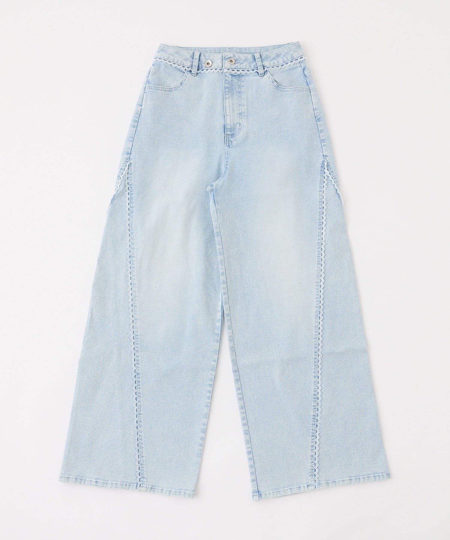 one after another NICE CLAUP(ワンアフターアナザー ナイスクラップ) 【SMサイズ展開あり】レース付きワイドデニムパンツ