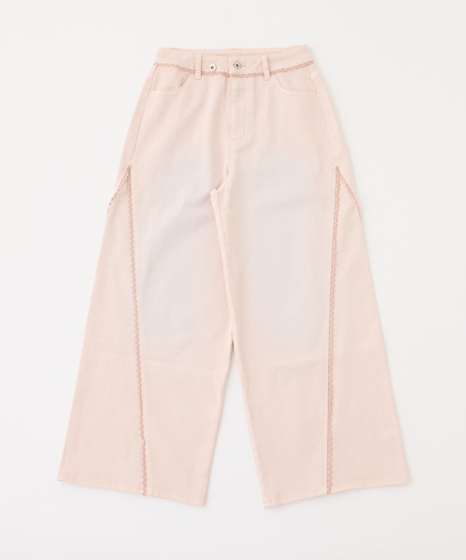 one after another NICE CLAUP(ワンアフターアナザー ナイスクラップ) 【SMサイズ展開あり】レース付きワイドデニムパンツ