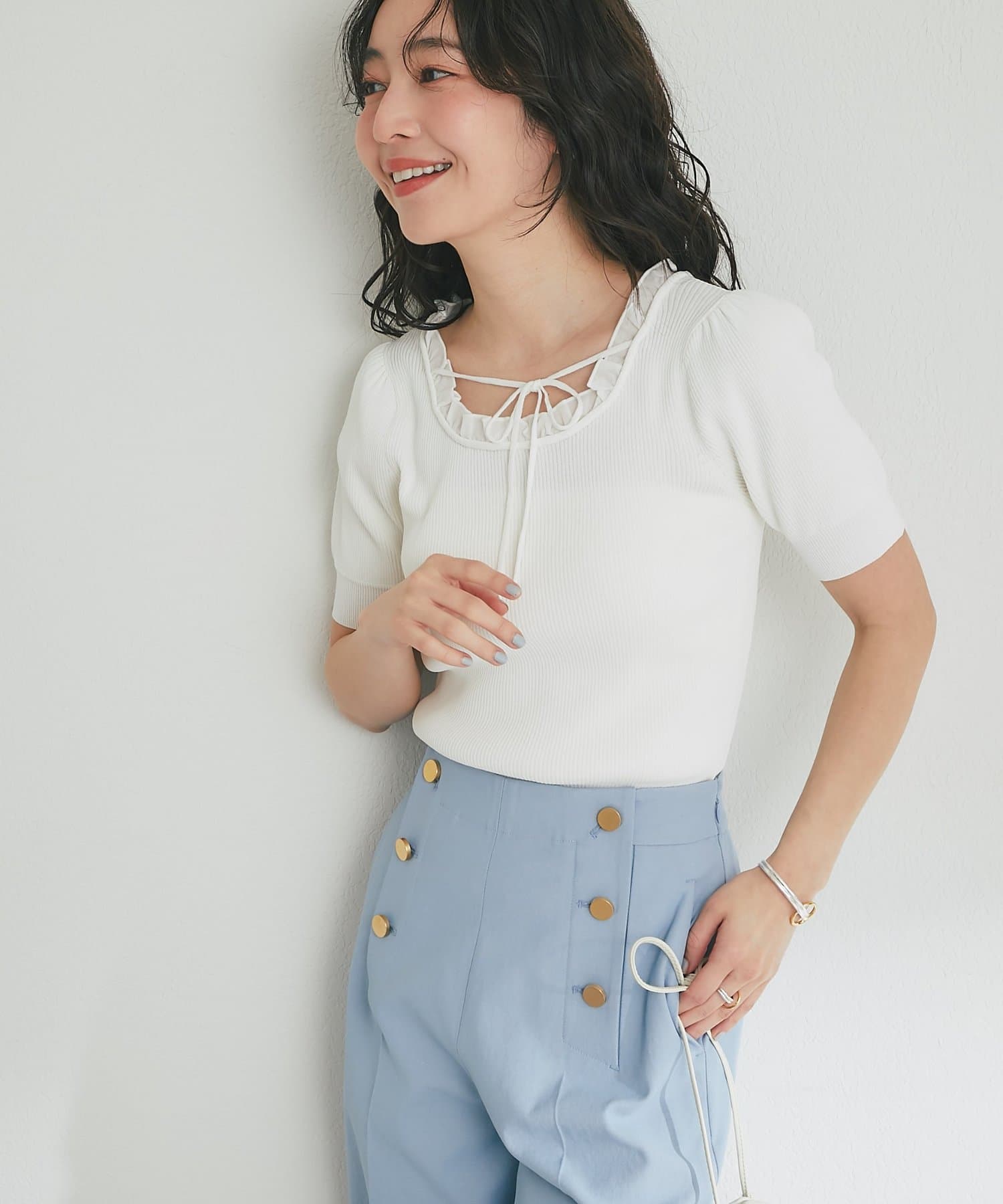 La boutique BonBon(ラブティックボンボン) クールタッチUVフリルレイヤード風ニット