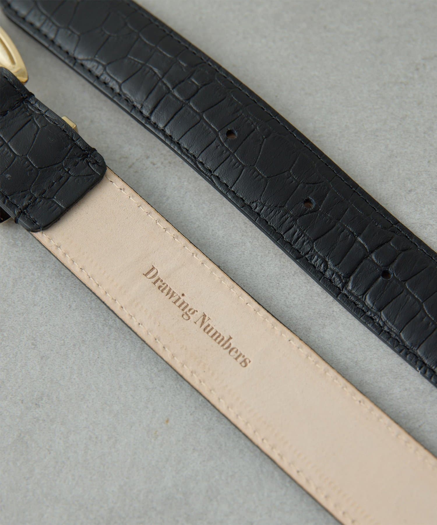 Whim Gazette(ウィム ガゼット) 【Drawing Numbers】スクエアバックルベルトクロコエンボス