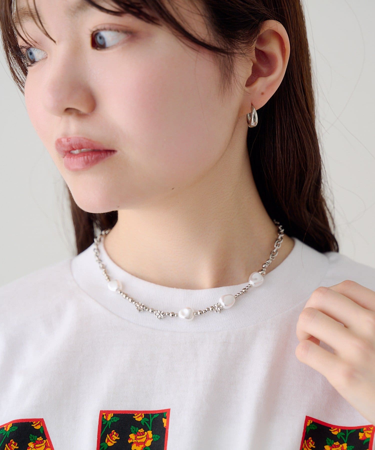 Kastane(カスタネ) 【fiw.】パール×フラワーチェーンネックレス