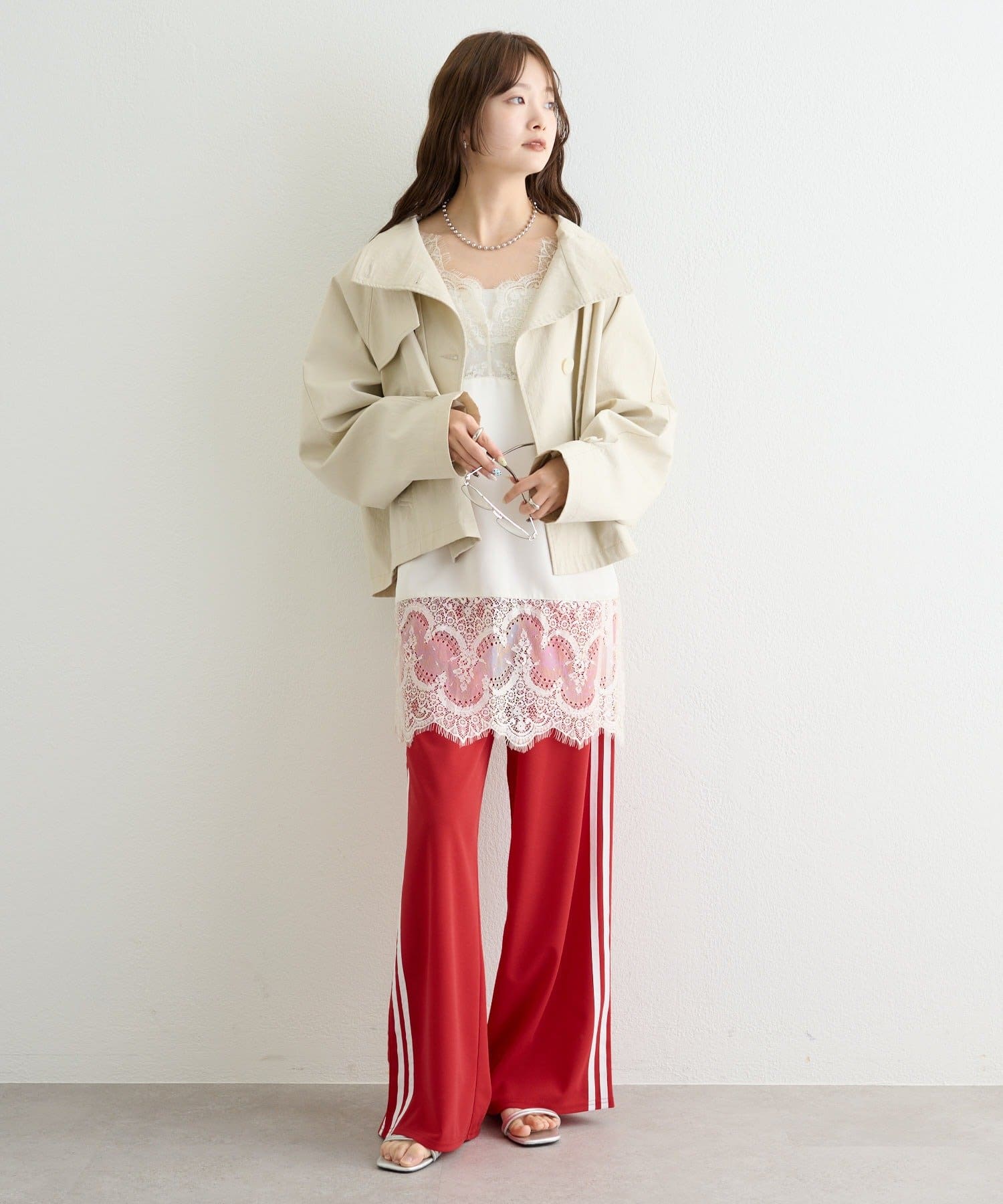 mystic(ミスティック) ロゴ刺繍イージーパンツ