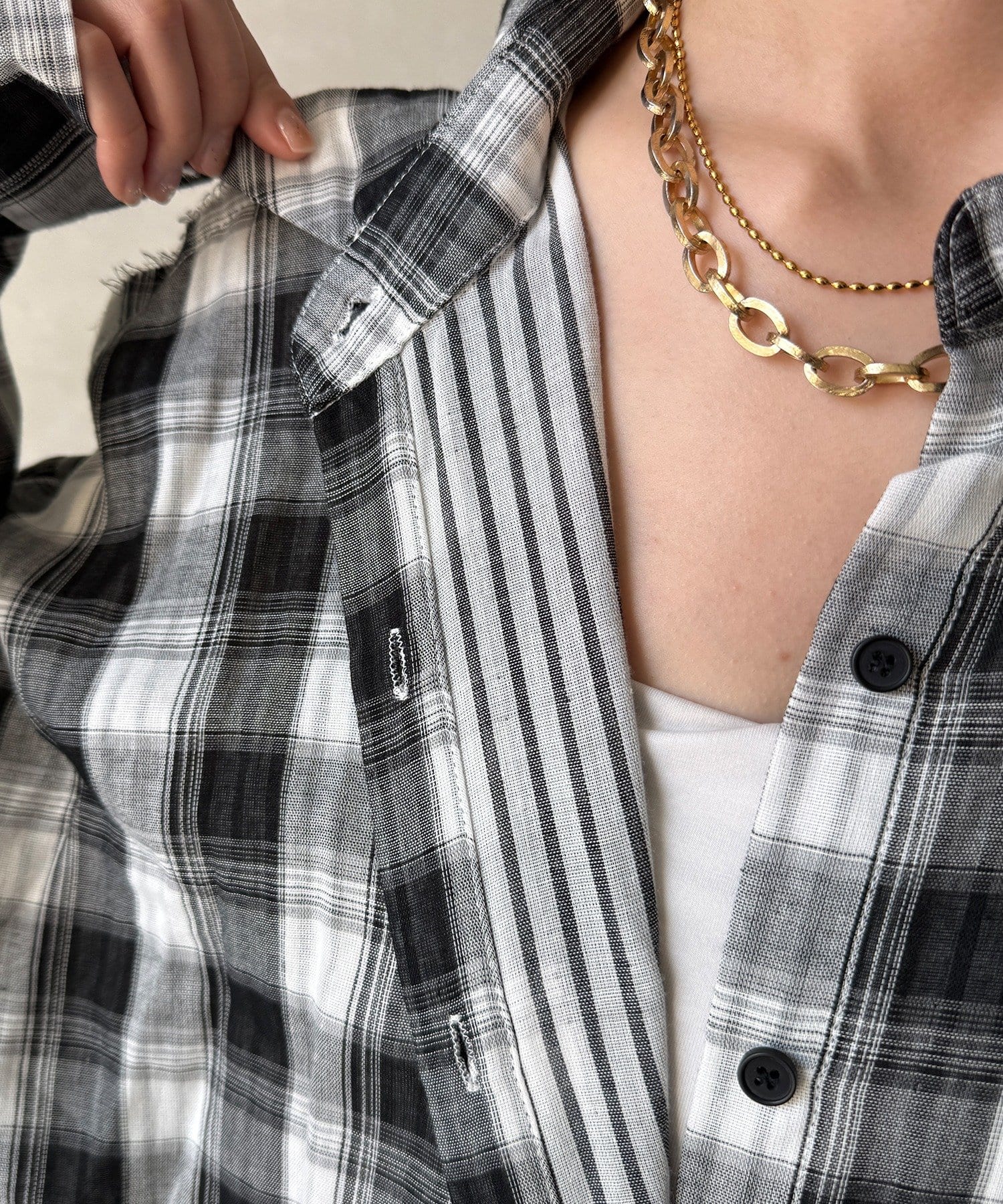 DOUDOU(ドゥドゥ) 【WEB限定】ビッグシルエットチェックシャツ