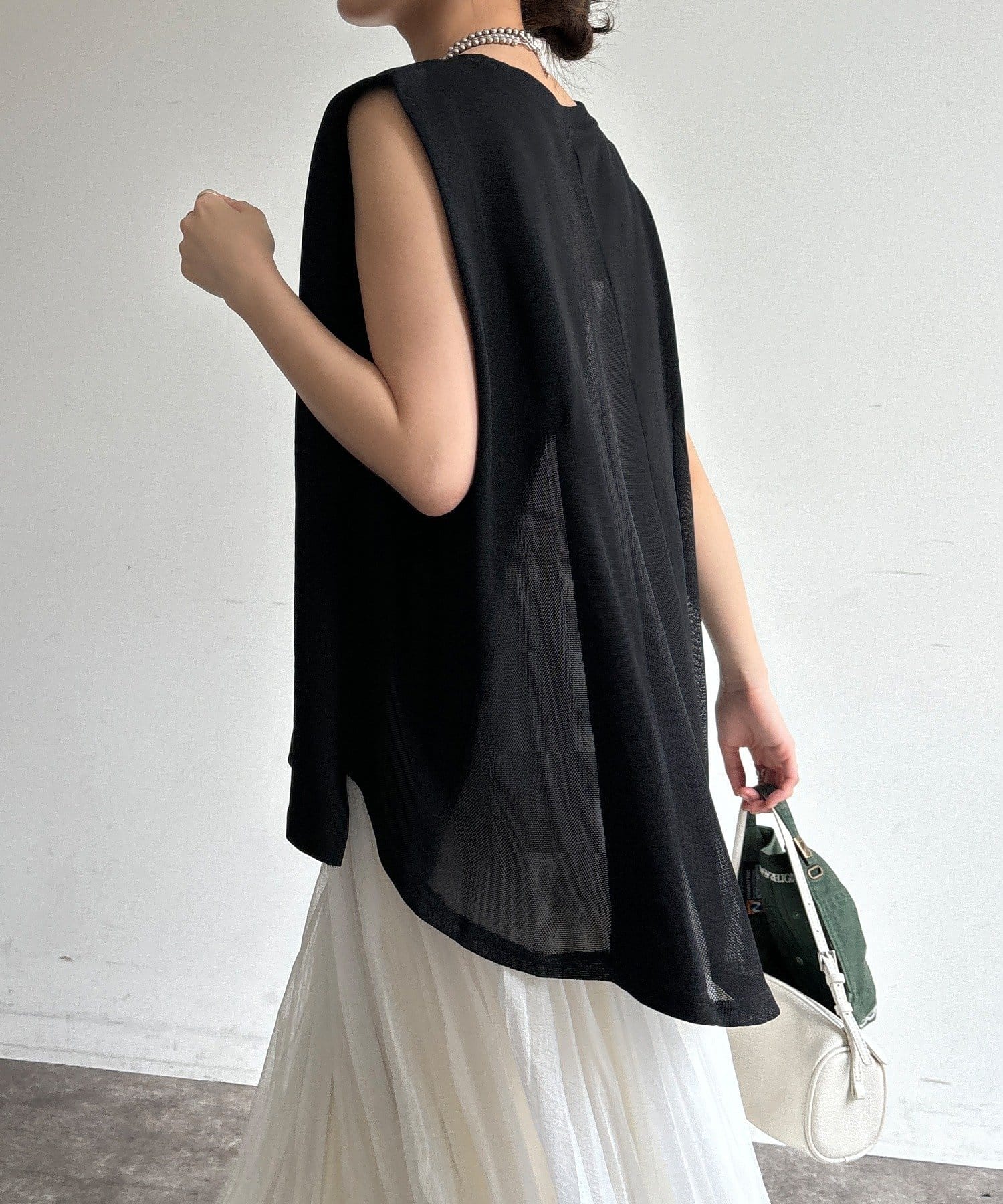 DOUDOU(ドゥドゥ) 【WEB限定】バックメッシュ切替トップス