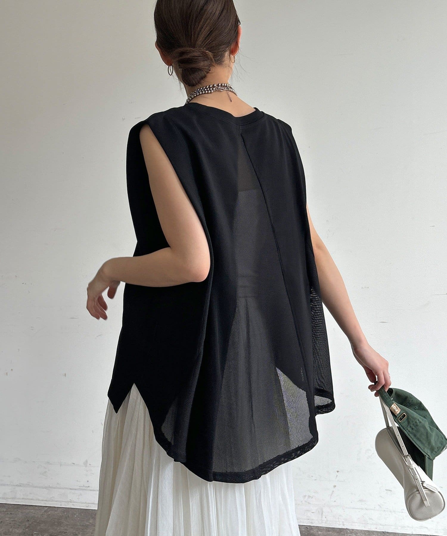 DOUDOU(ドゥドゥ) 【WEB限定】バックメッシュ切替トップス