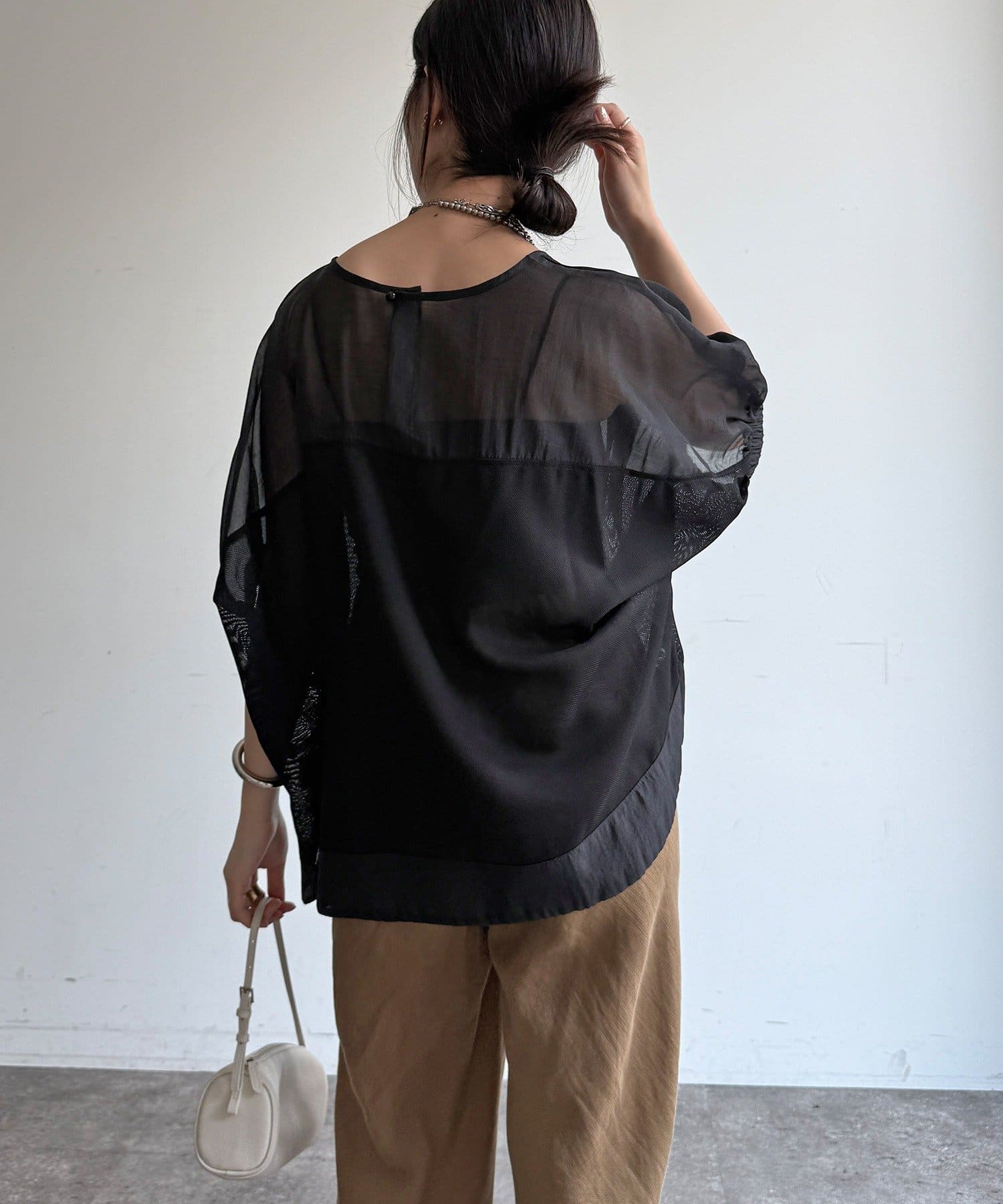 DOUDOU(ドゥドゥ) 【WEB限定】メッシュシフォントップス