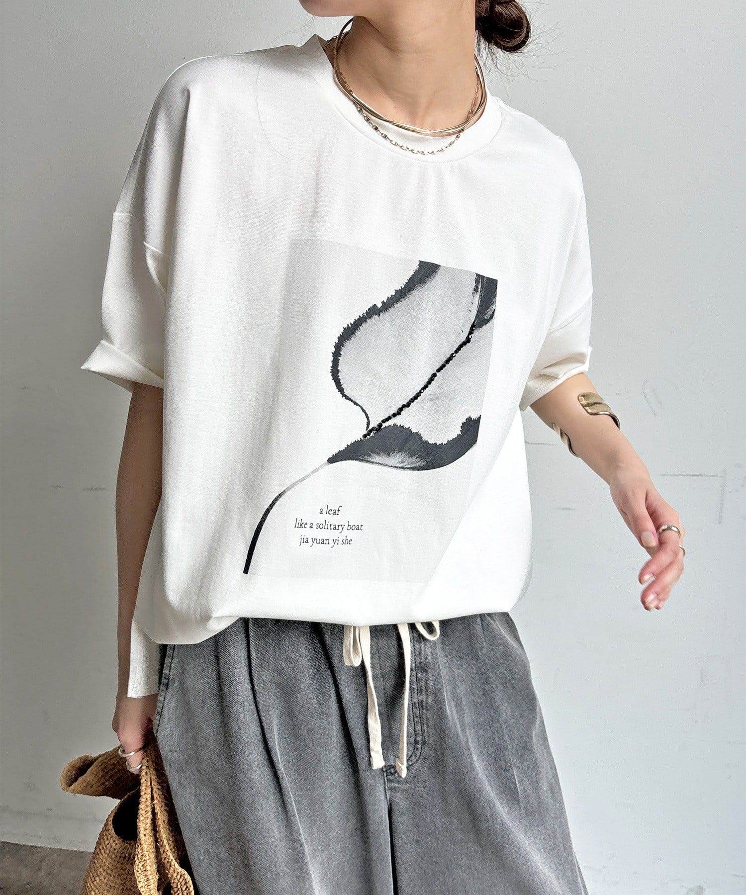 DOUDOU(ドゥドゥ) 【WEB限定】ストーンプリントトップス