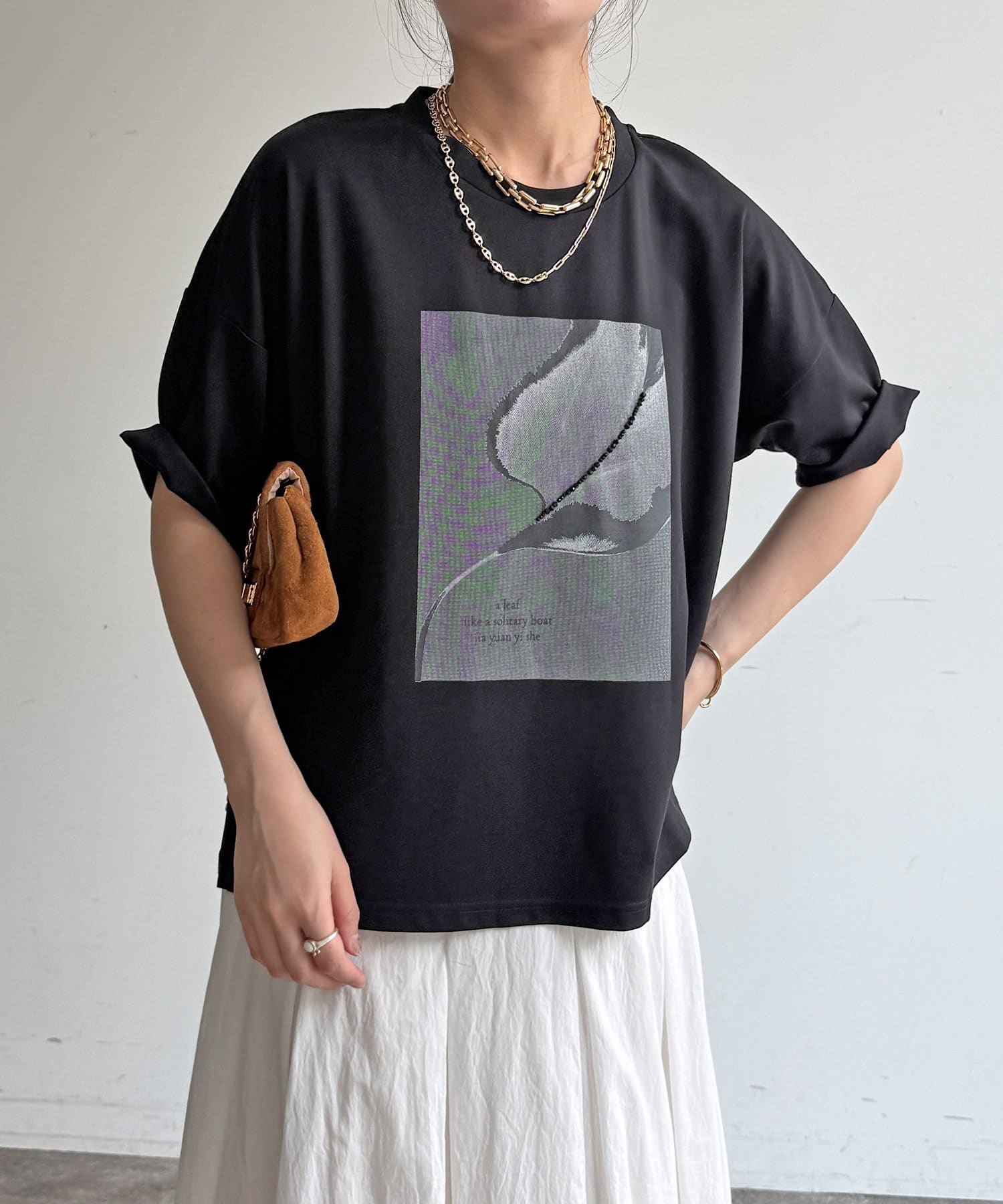 DOUDOU(ドゥドゥ) 【WEB限定】ストーンプリントトップス