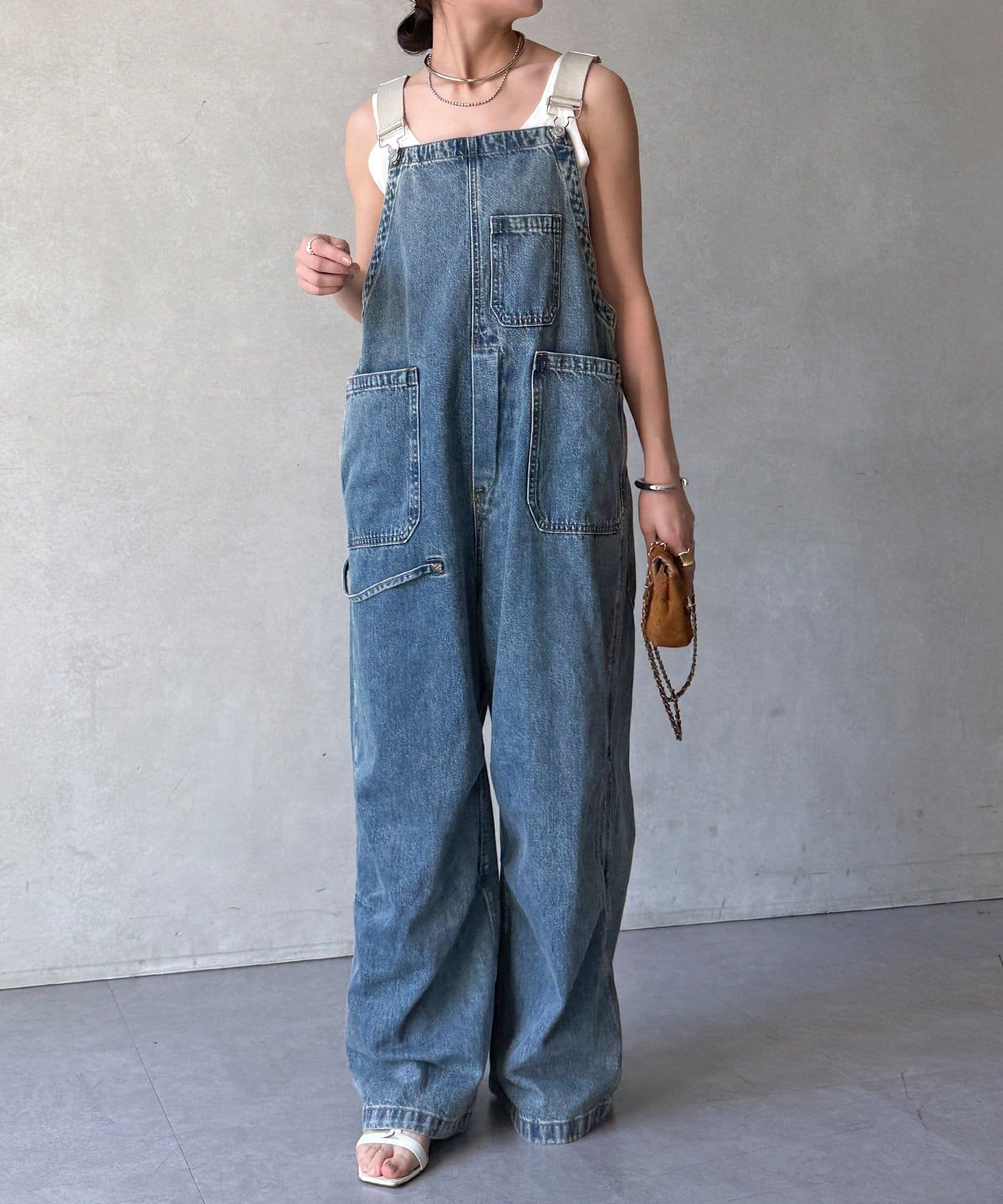 DOUDOU(ドゥドゥ) 【WEB限定】ビッグポケットデニムサロペット