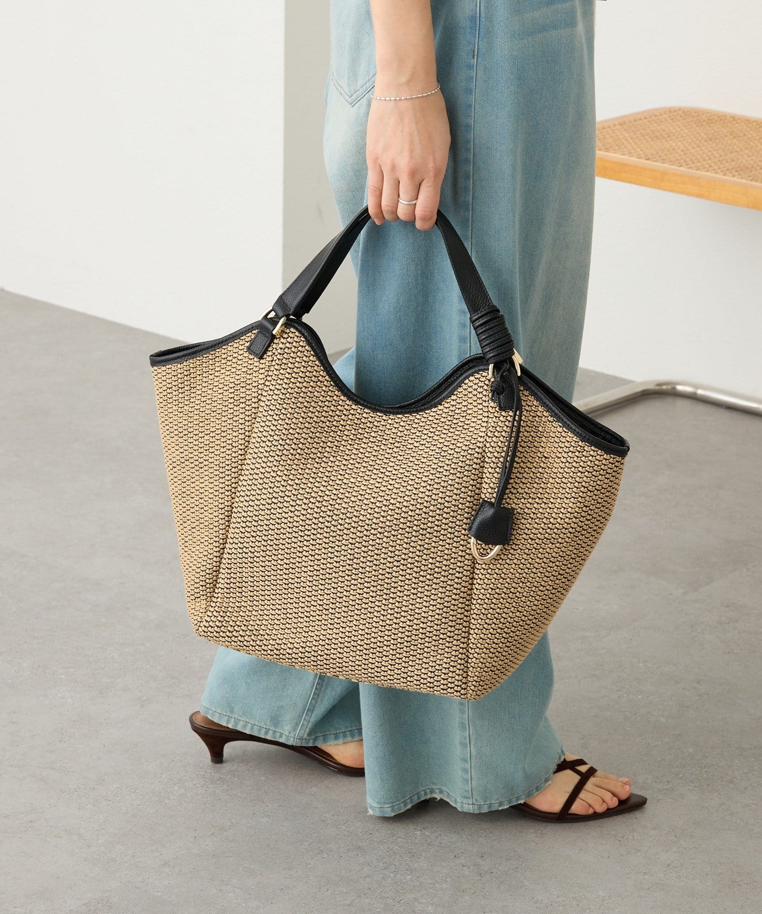 RIVE DROITE(リヴドロワ) 予約【実用性抜群】レザーパイピングラージトート