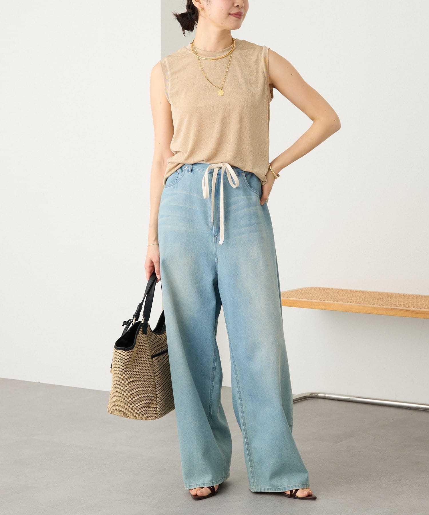 RIVE DROITE(リヴドロワ) 予約【実用性抜群】レザーパイピングラージトート