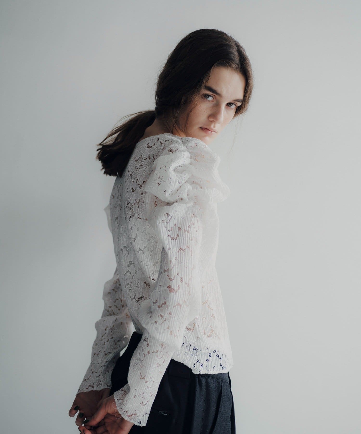 Pasterip(パセリ) Gigot sleeve lace top