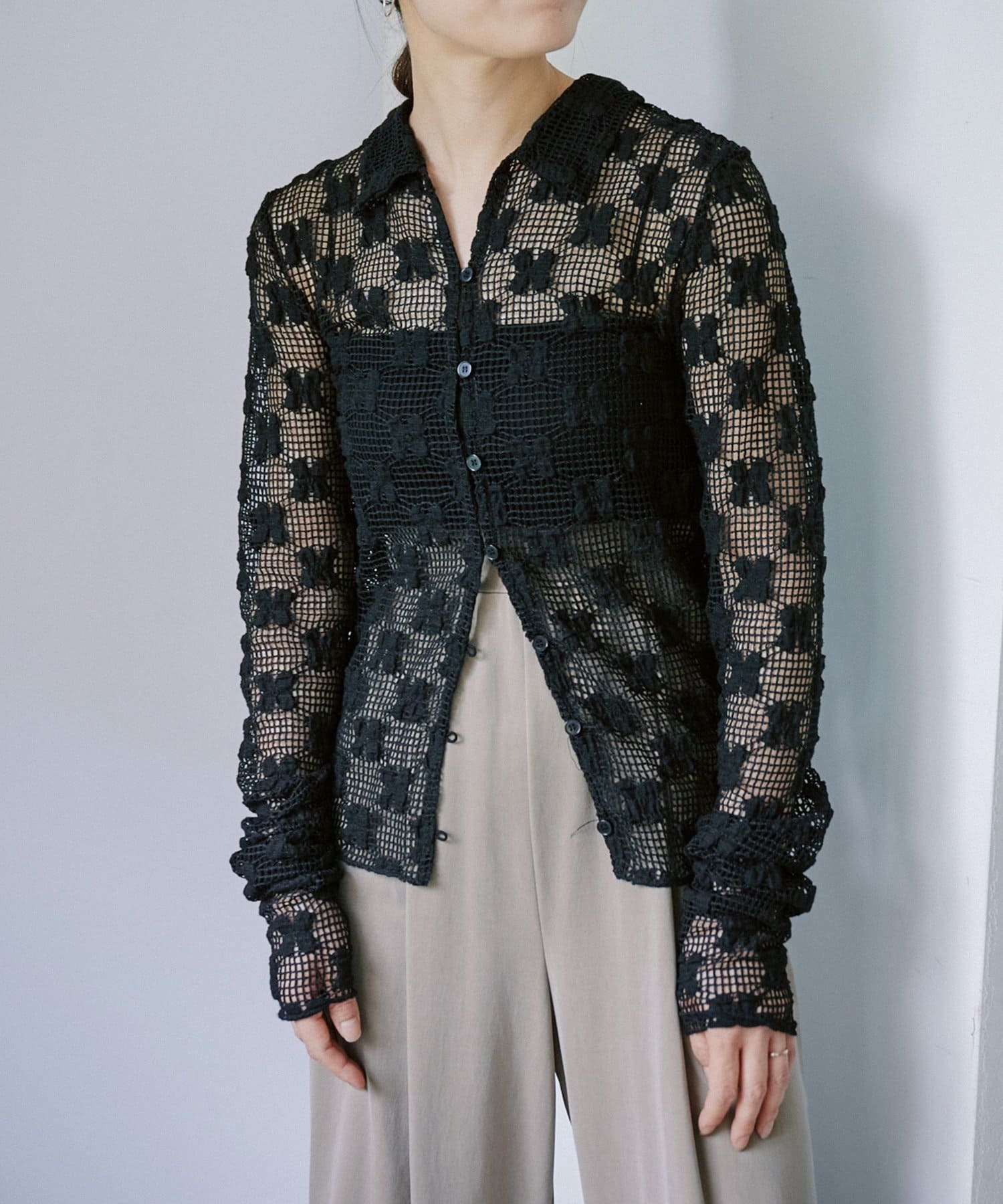 Pasterip(パセリ) Mesh lace shirts cardigan
