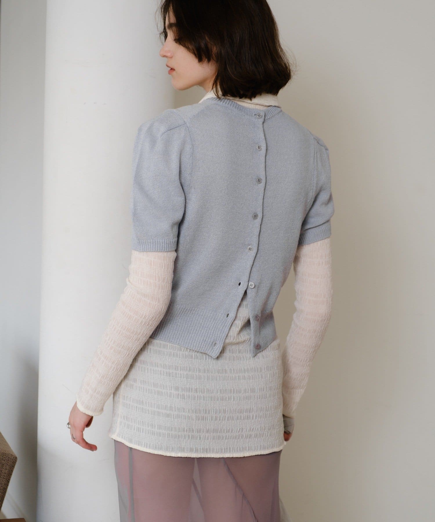 SHENERY(シーナリー) ペーパーヤーン半袖パフニット