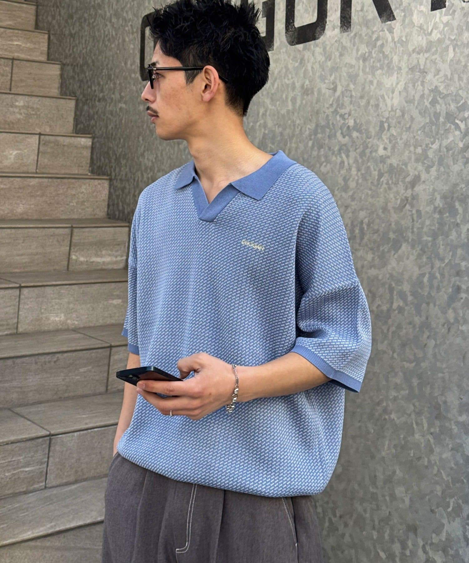 CIAOPANIC(チャオパニック) バーズアイサマーニットポロシャツ