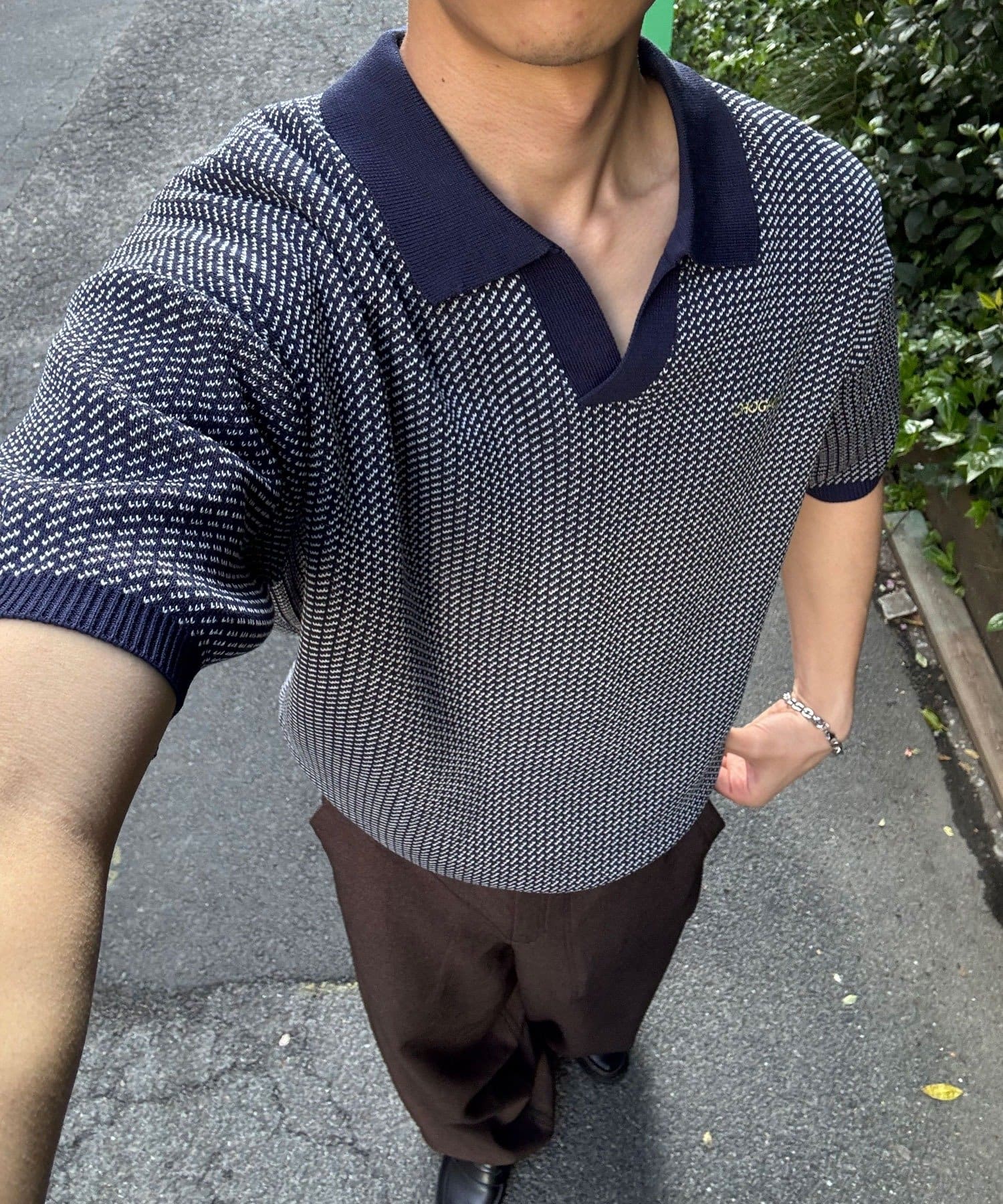 CIAOPANIC(チャオパニック) バーズアイサマーニットポロシャツ