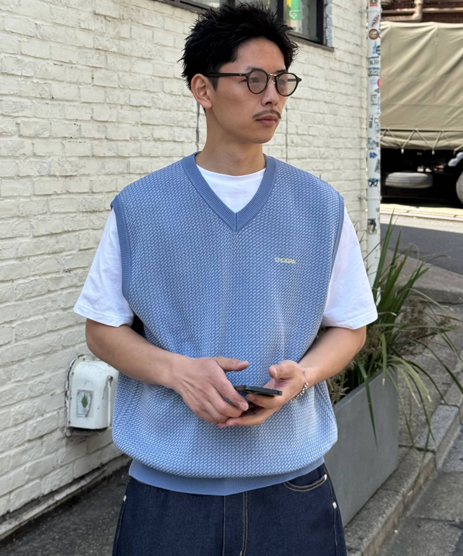 CIAOPANIC(チャオパニック) バーズアイサマーニットVネックベスト