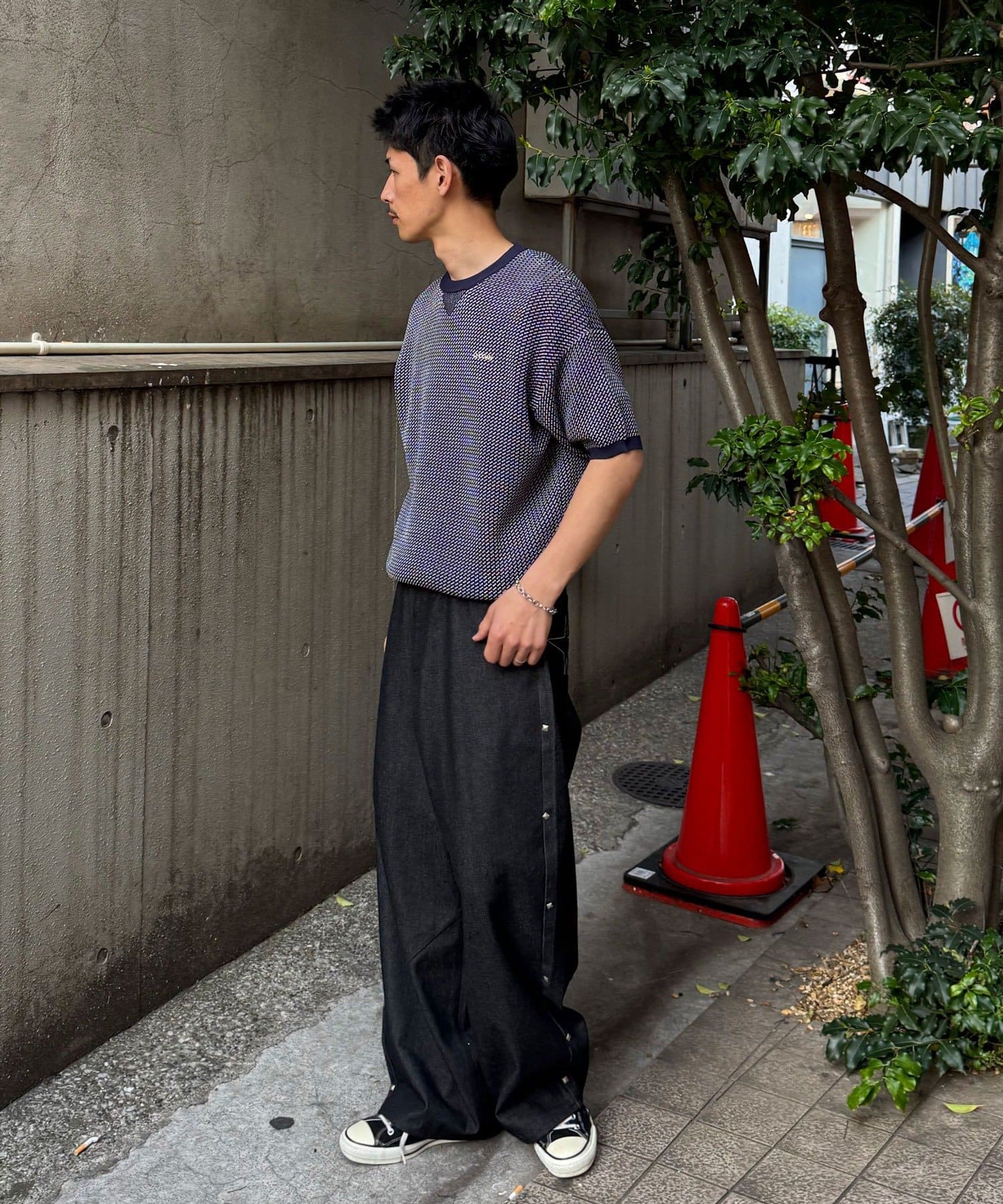 CIAOPANIC(チャオパニック) バーズアイサマーニットクルーネックTシャツ