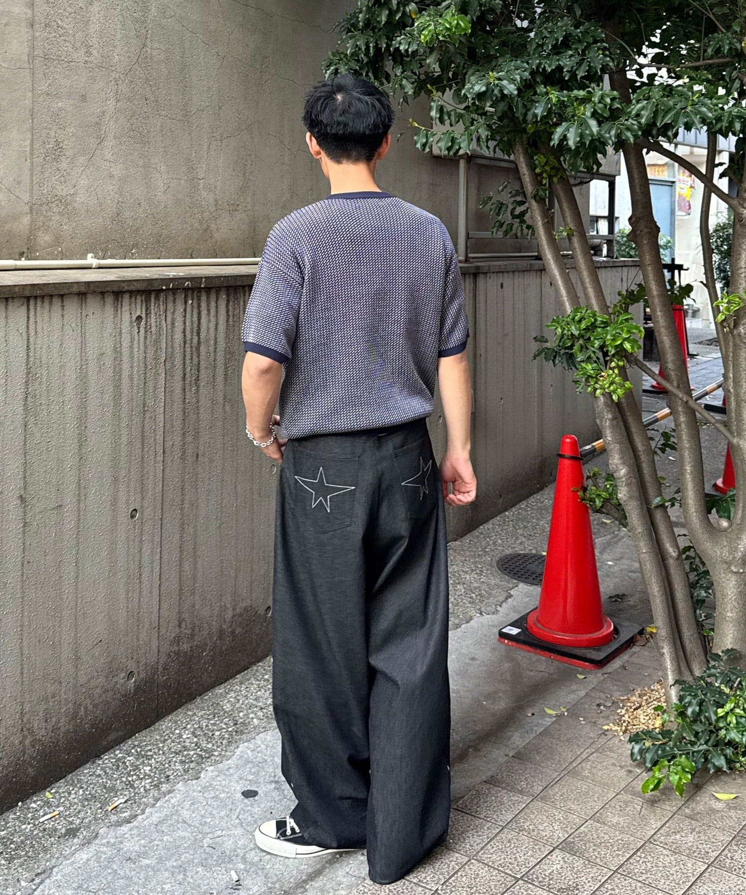 CIAOPANIC(チャオパニック) バーズアイサマーニットクルーネックTシャツ