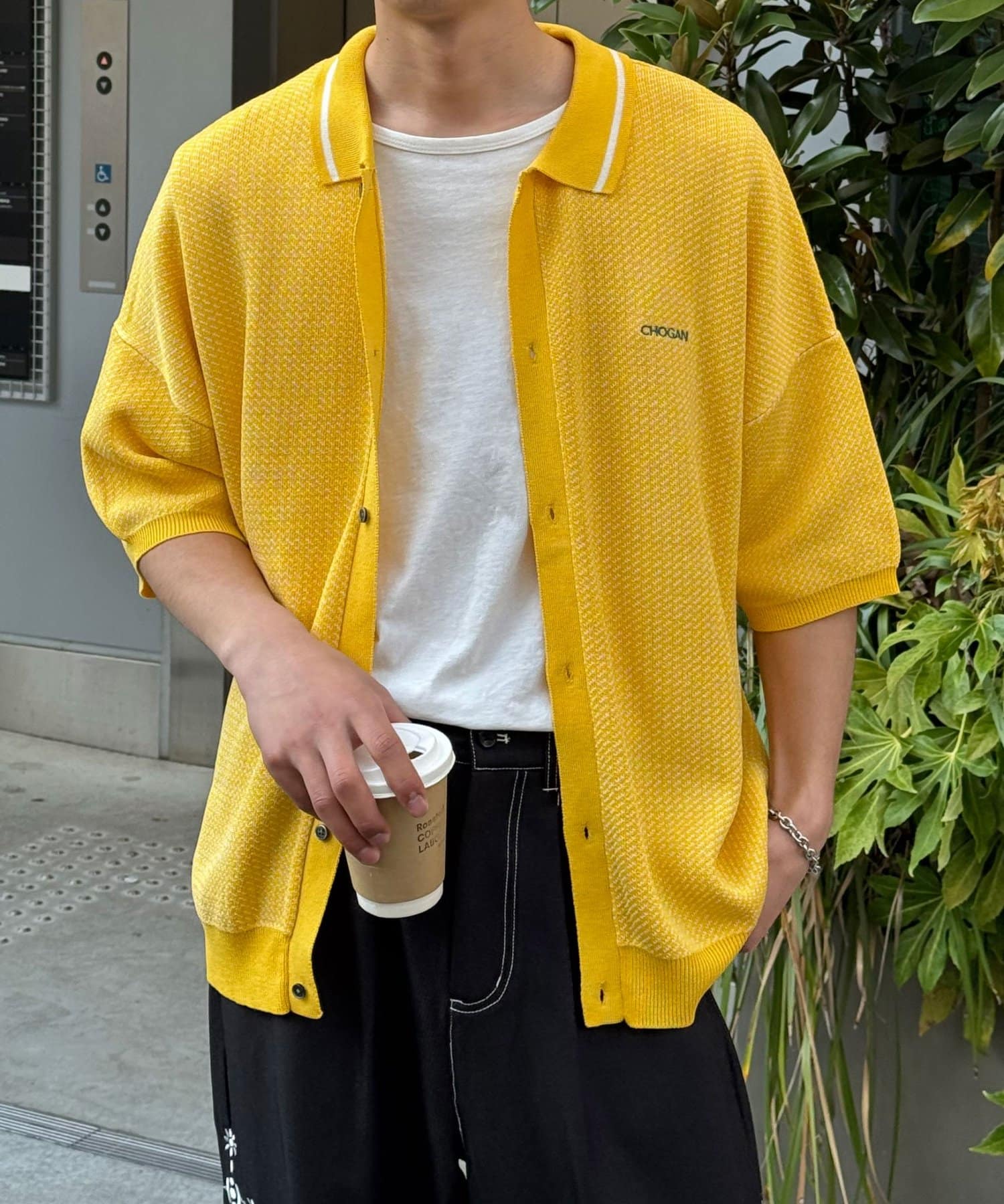 CIAOPANIC(チャオパニック) バーズアイサマーニット前開きポロシャツ