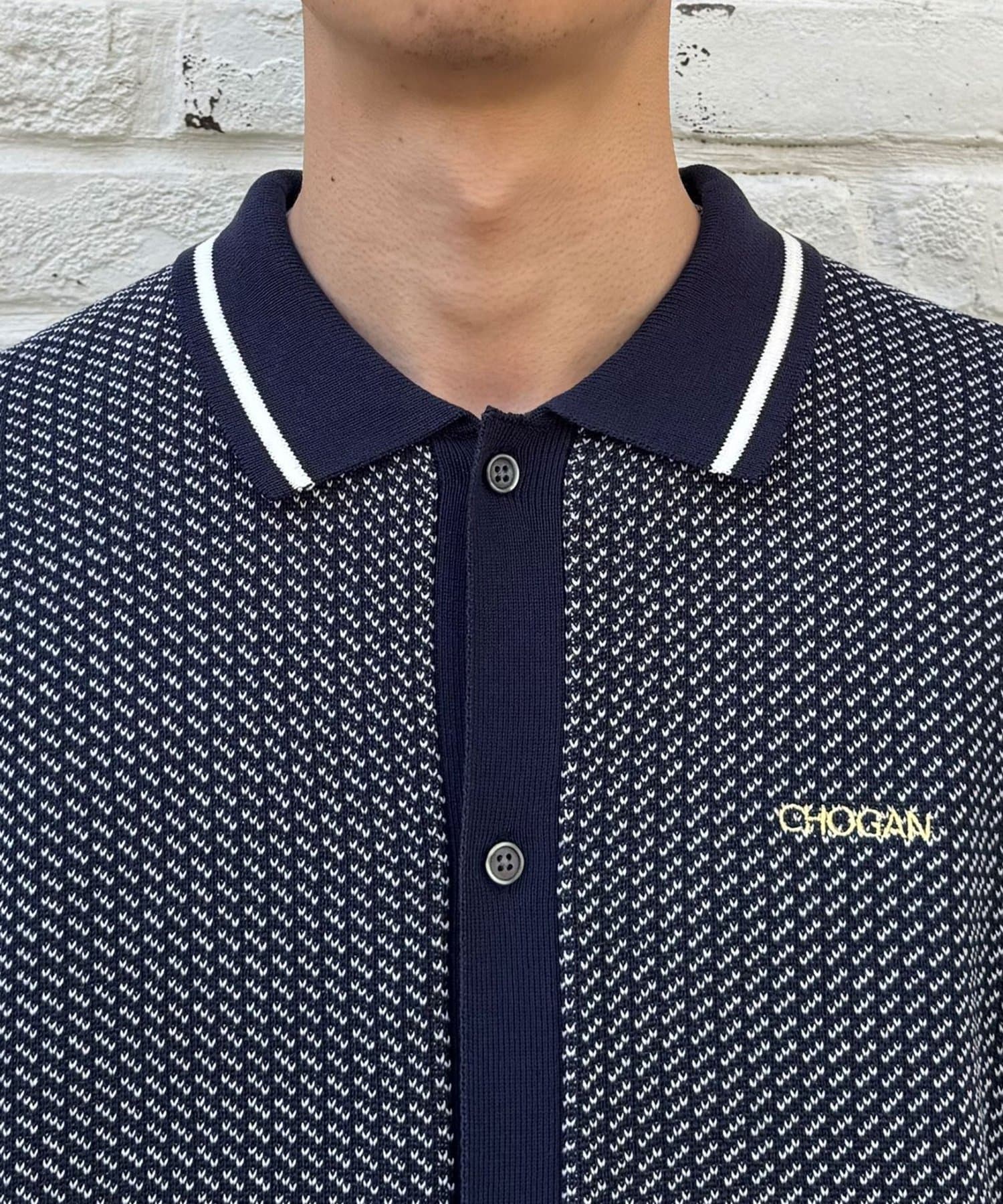 CIAOPANIC(チャオパニック) バーズアイサマーニット前開きポロシャツ