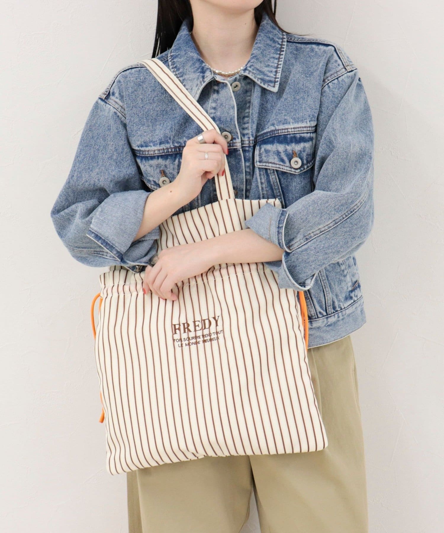 FREDY & GLOSTER(フレディ アンド グロスター) アウトポケットストライプロゴトート