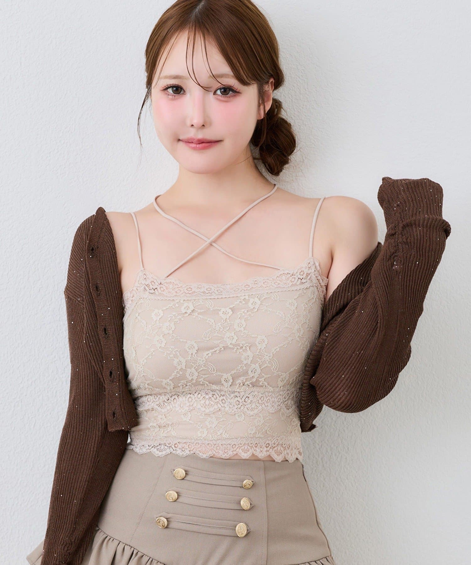 one after another NICE CLAUP(ワンアフターアナザー ナイスクラップ) カップ付きレースキャミソール