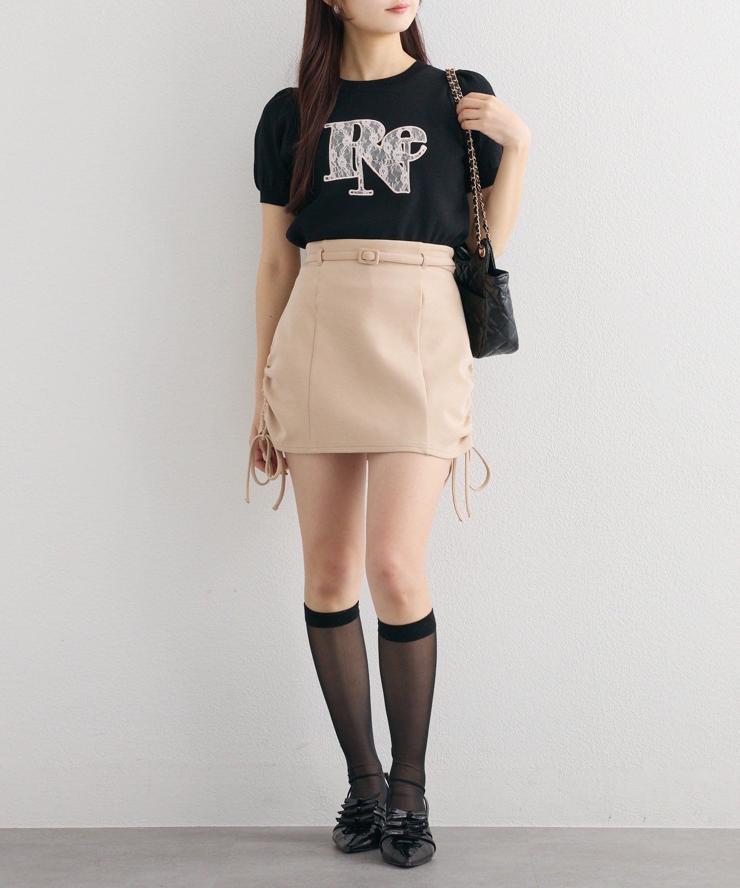 one after another NICE CLAUP(ワンアフターアナザー ナイスクラップ) レースロゴ半袖ニット