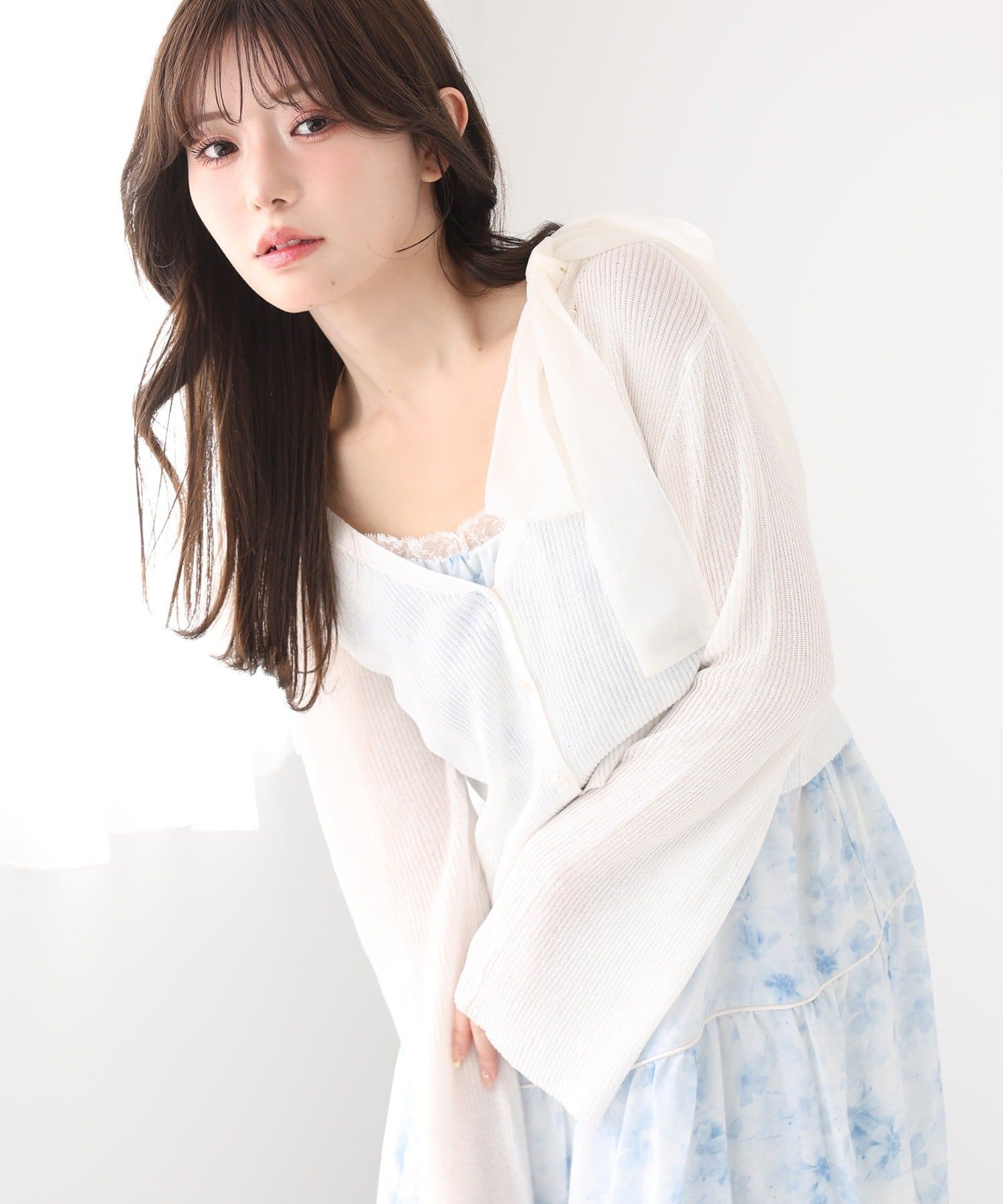 one after another NICE CLAUP(ワンアフターアナザー ナイスクラップ) シアーラメカーディガン