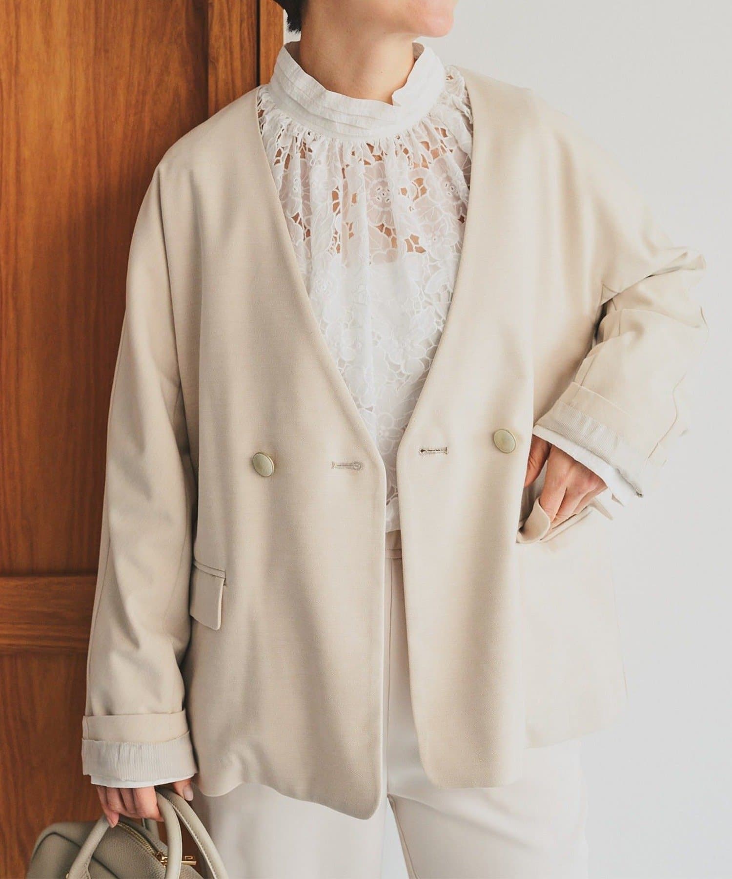 NICE CLAUP / OLIVE des OLIVE OUTLET(ナイスクラップ  / オリーブ デ オリーブ アウトレット) 【PUAL CE CIN】ラペルレスジャケット